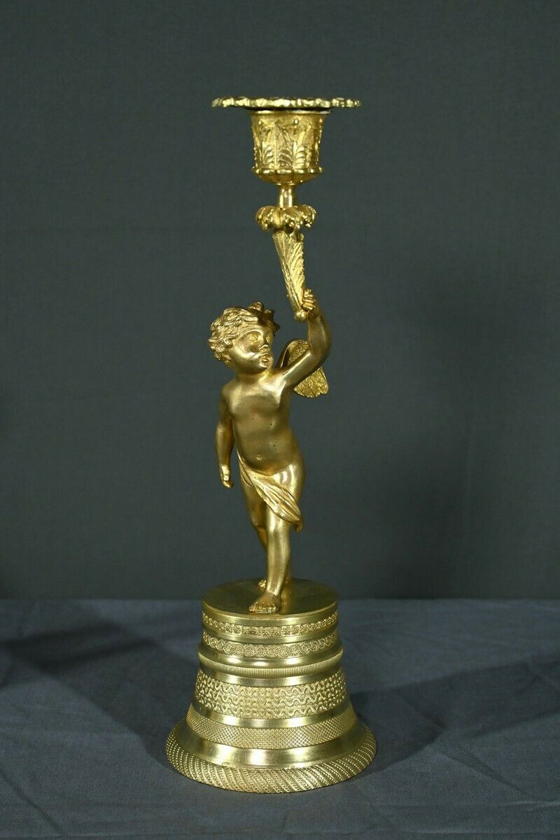 Home Decor Pair Of Gilt Bronze Candlesticks – Mid 19th Century photo