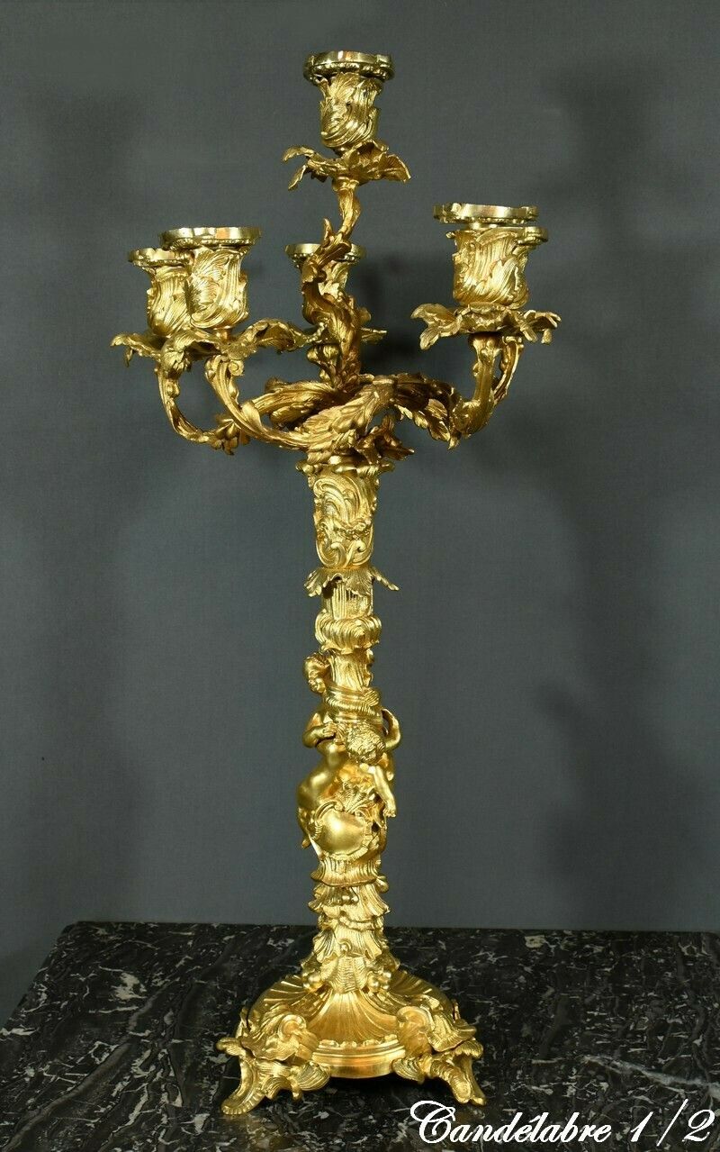 Bronze Candelabra After Ja.Meissonnier, Rocaille Style, Napoleon III Period – Mid 19th Century photo 6793.0