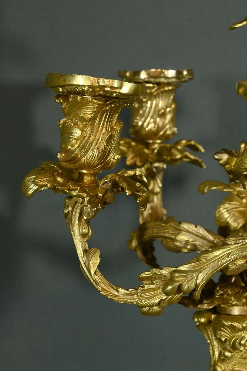 6793.0 Bronze Candelabra After Ja.Meissonnier, Rocaille Style, Napoleon III Period – Mid 19th Century photo