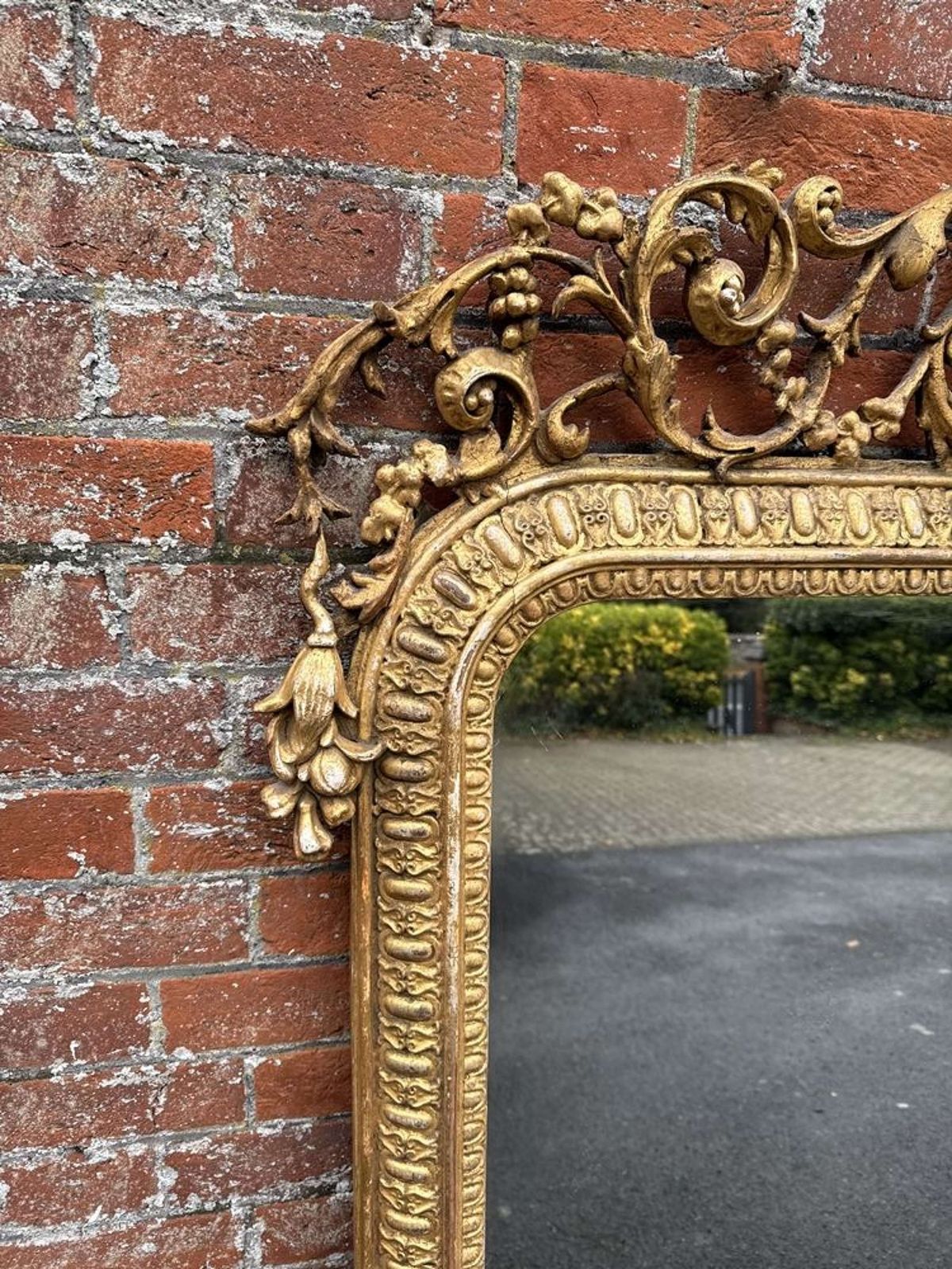 An Exceptional Unusual Large Antique Gilt Overmantle Mirror photo furniture