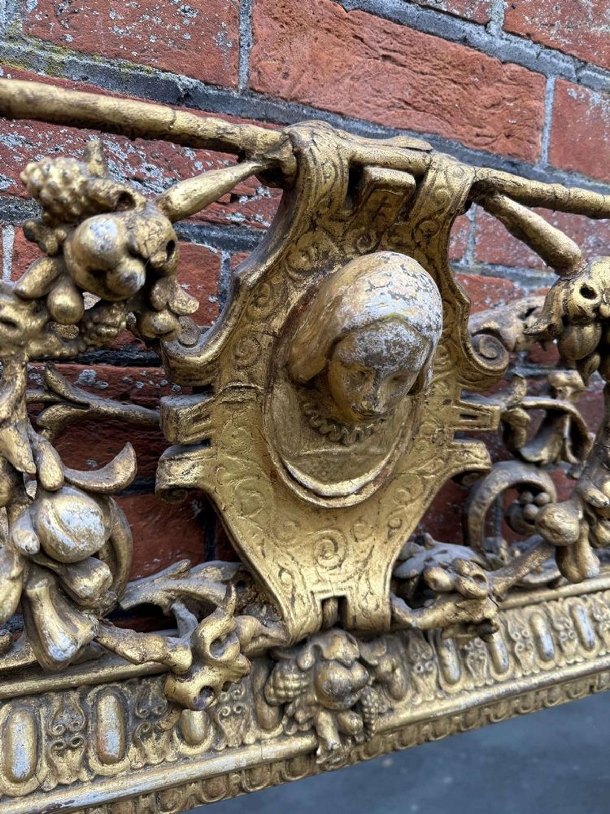 An Exceptional Unusual Large Antique Gilt Overmantle Mirror photo vinterior