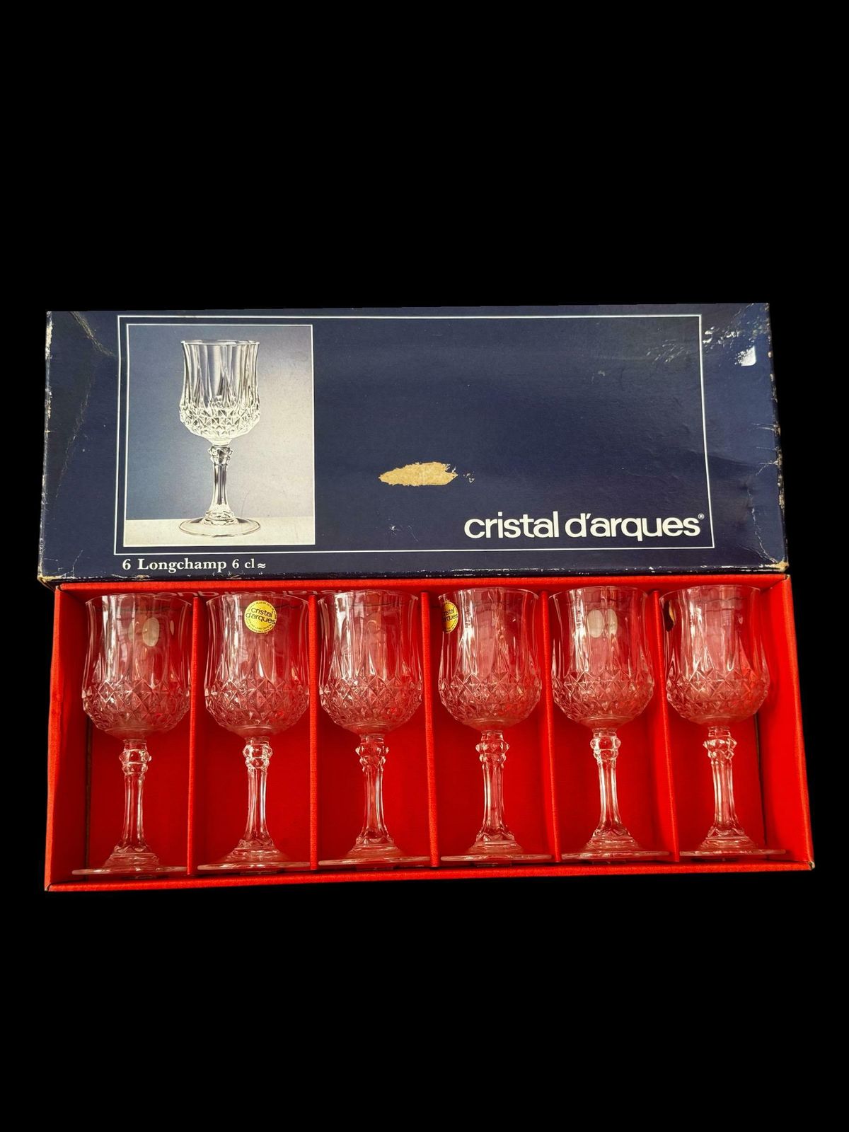 Vintage Cristal D’arques Longchamp Crystal Glasses 6cl / Set Of 6 / 24% Lead Crystal /