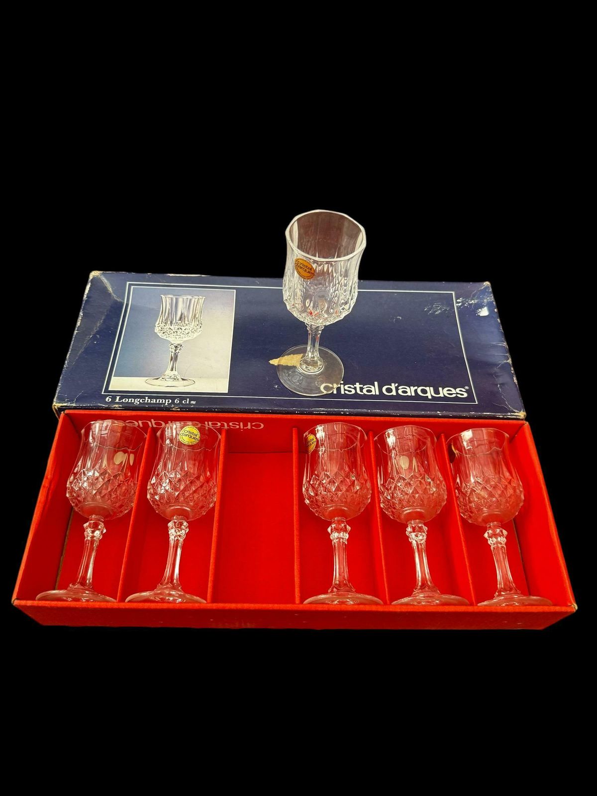 Vintage Cristal D’arques Longchamp Crystal Glasses 6cl / Set Of 6 / 24% Lead Crystal / photo Home Decor