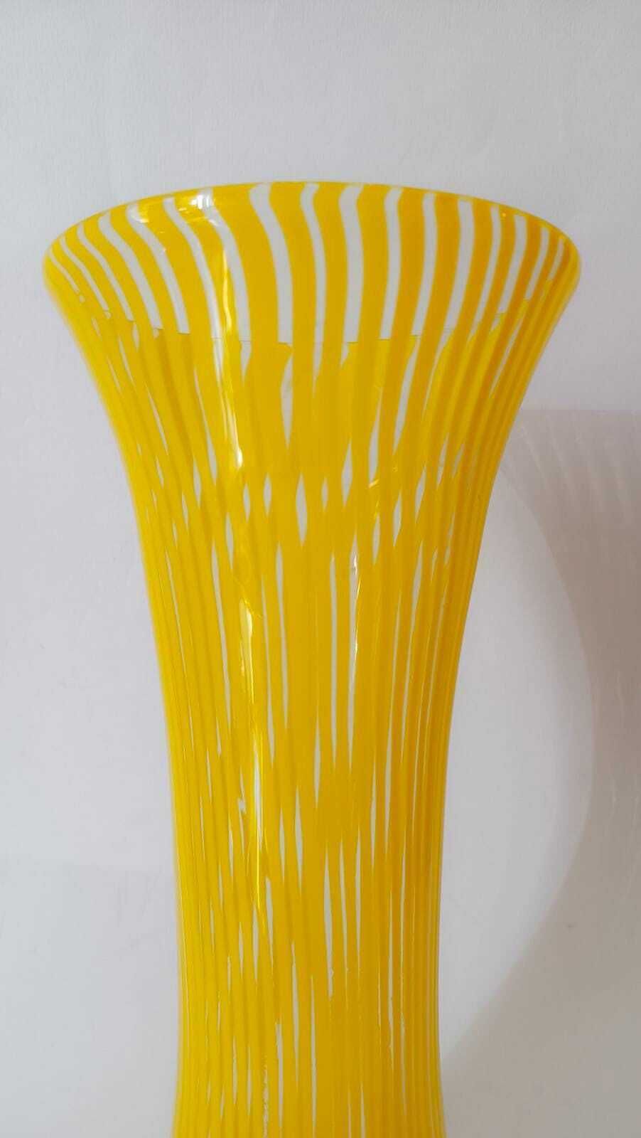 Large Murano Glass Vase Filigree Yellow Vintage Design By Santillana Martens photo for sale