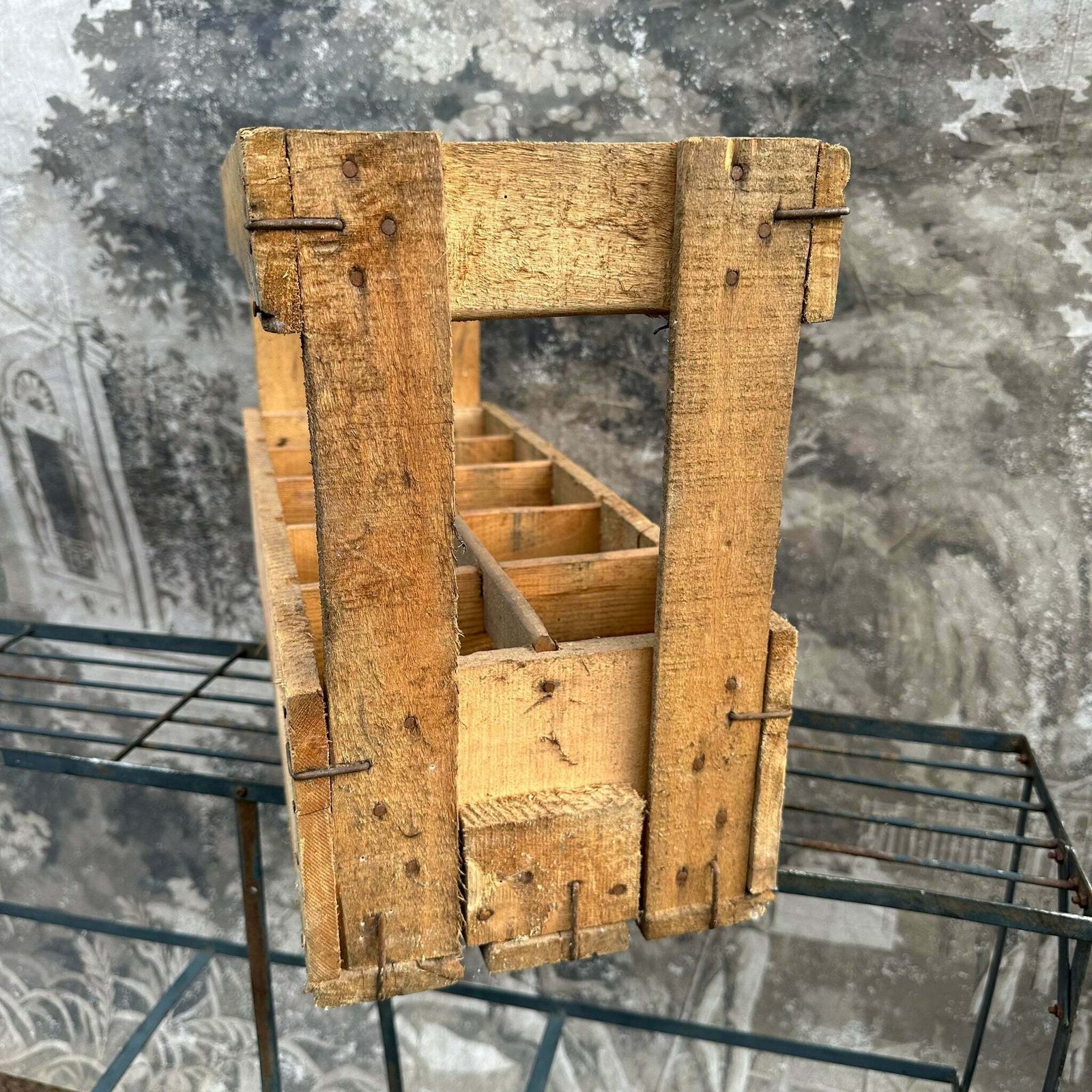 “Societe Des Vins” French Vintage Wine Bottle Carrier Crate   Ten (10) Bottles photo furniture