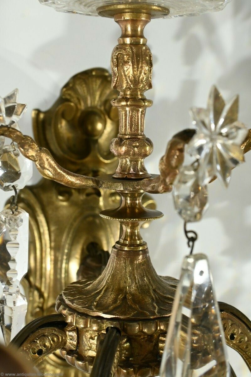 photo buy Bronze And Crystal Tassel Wall Lights, Louis XV Style – Late 19th Century