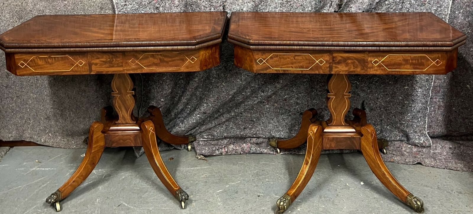 Pair Of Regency Mahogany & Inlaid Card Tables photo furniture