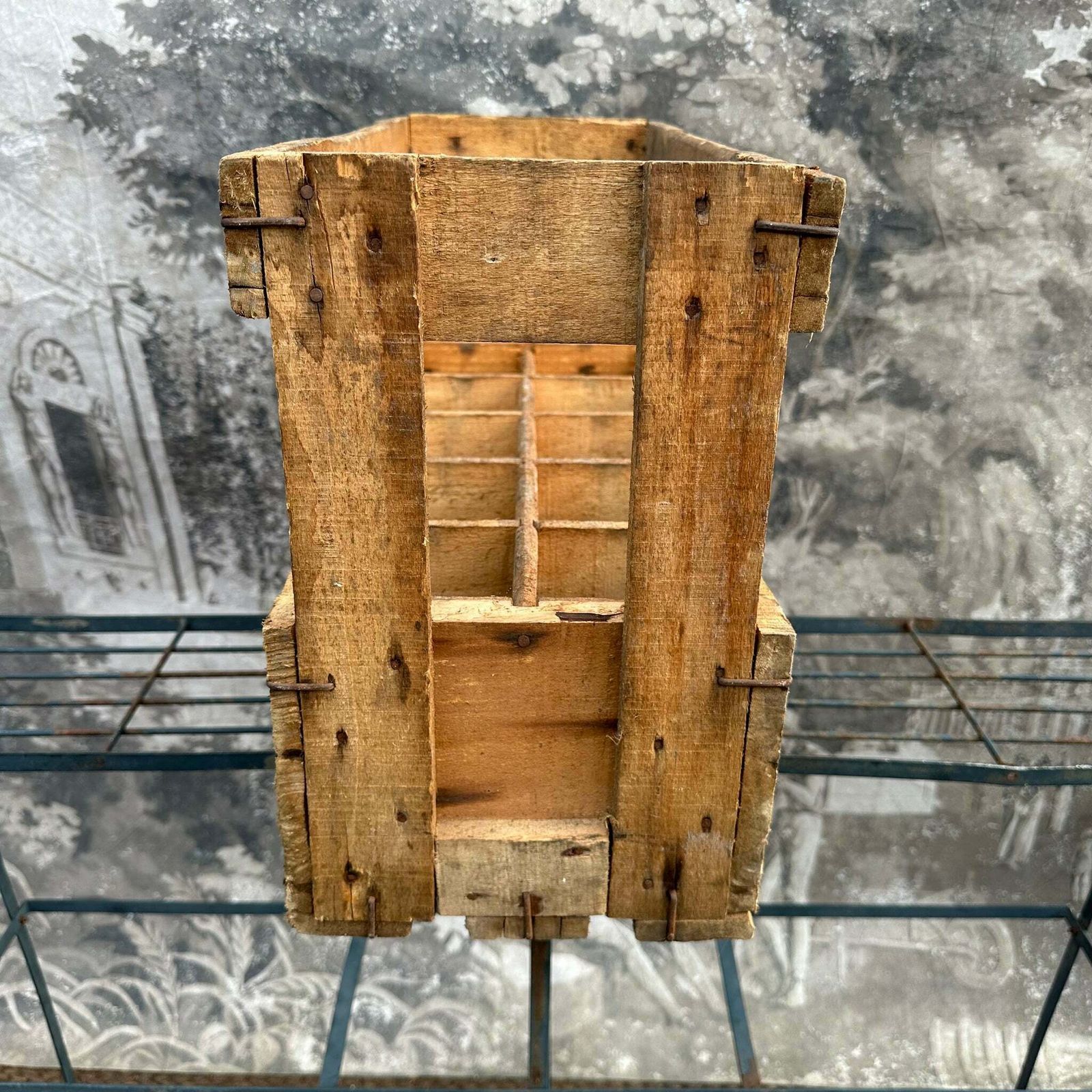 Vintage French “Vins De France” Wooden Wine Bottle Crate Carrier   10 Bottles photo Home Decor