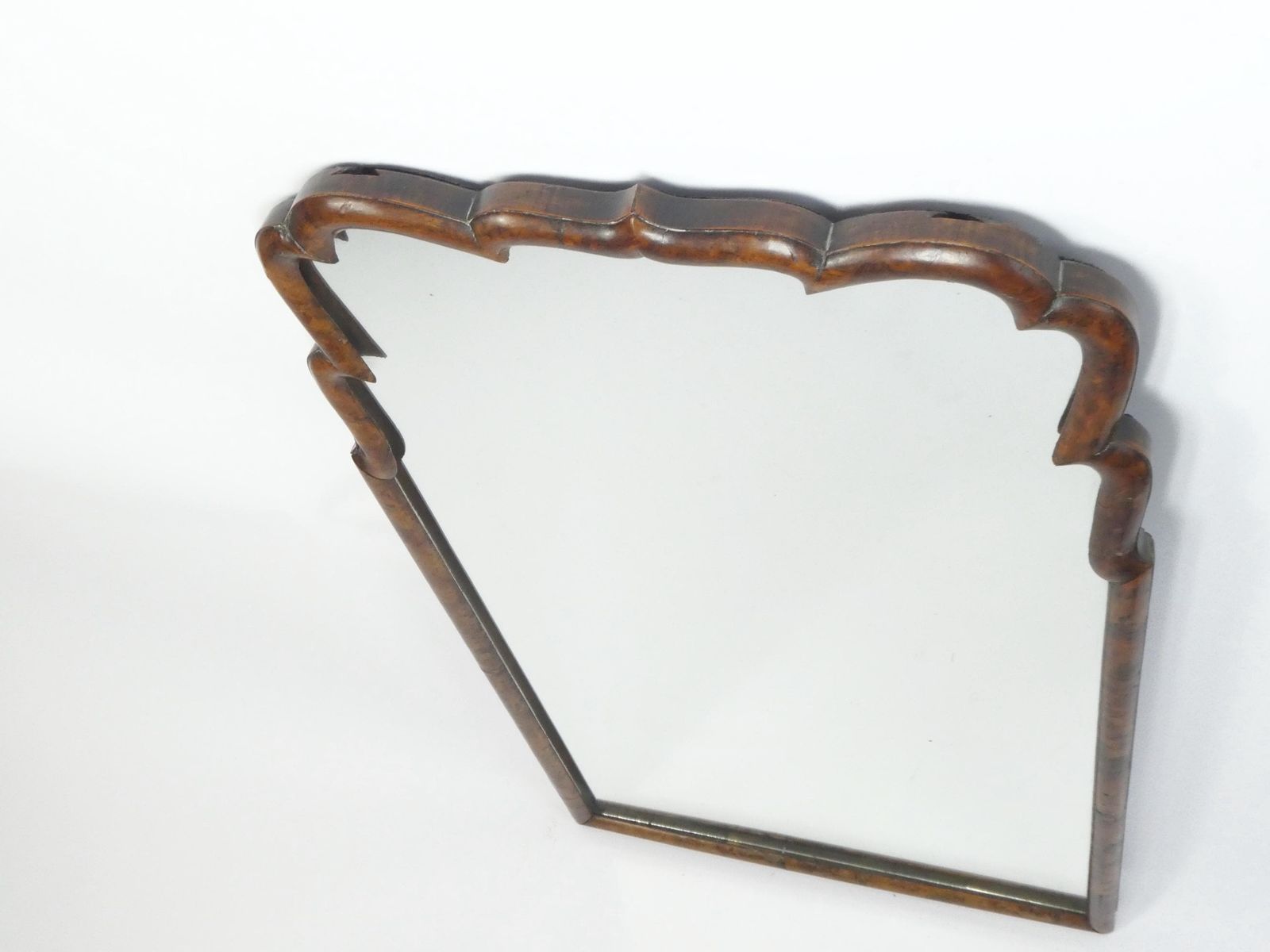 Large Wooden Scalloped Antique Mirror, Dutch Wall Mirror With Beveled Glass, Farmhouse Wall Decor photo Home Decor