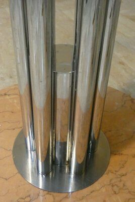 Chromed Steel Dining Table With Marble Base And Tempered Glass Top Attributed To Giotto Stoppino, Italy, 1970s photo buy