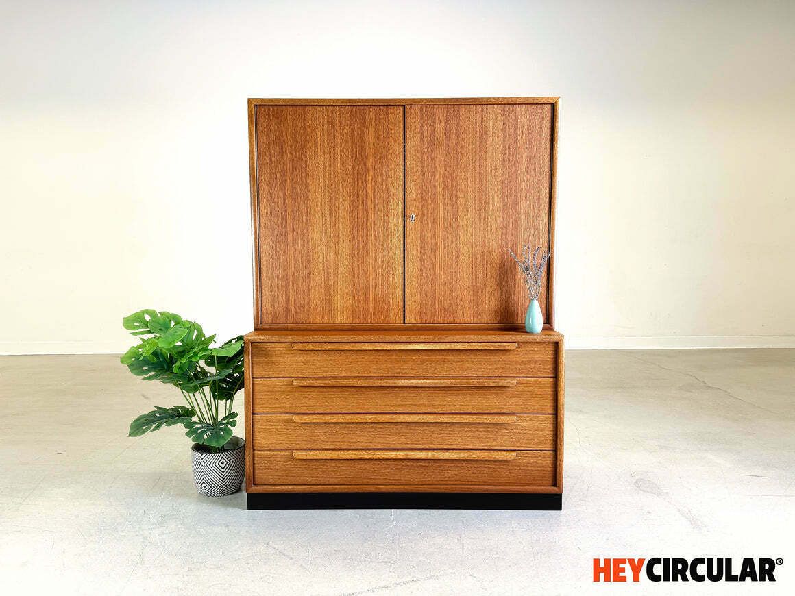 Mid Century Wk Furniture Teak Shelf Cabinet Bookcase Vintage photo for sale