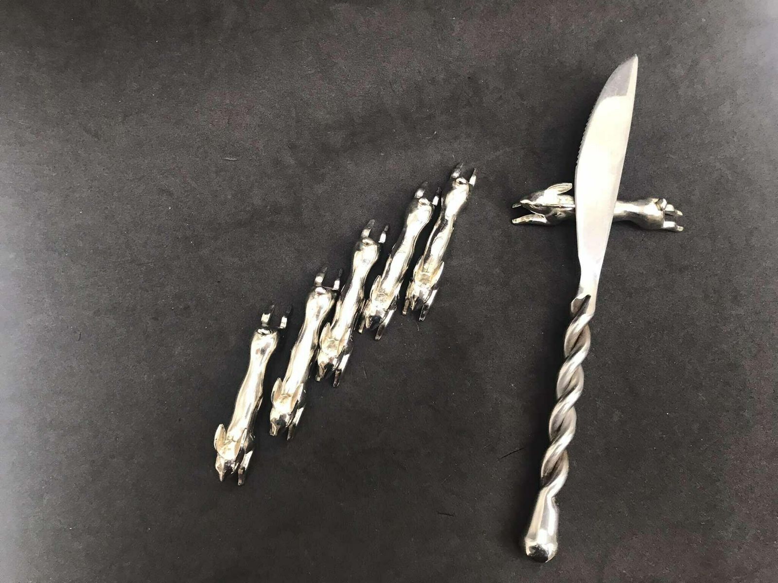 photo for sale Knife Reste Knife Holders Rabbit Silver Plated Metal Set Of 6 Dinner Table Easter Decor Hunt Lovers Elegant Table Gift Animal Shaped
