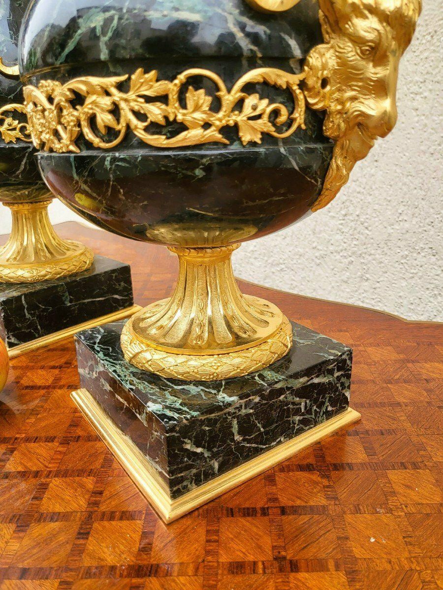 photo furniture Pair Of Marble And Bronze Cassolettes, 19th Century