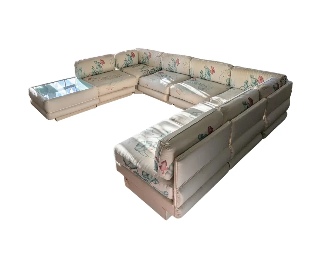 Spectacular Vintage Post Modern 1980s American Modular / Sectional Bullnose Sofa, By Bernhardt Flair
