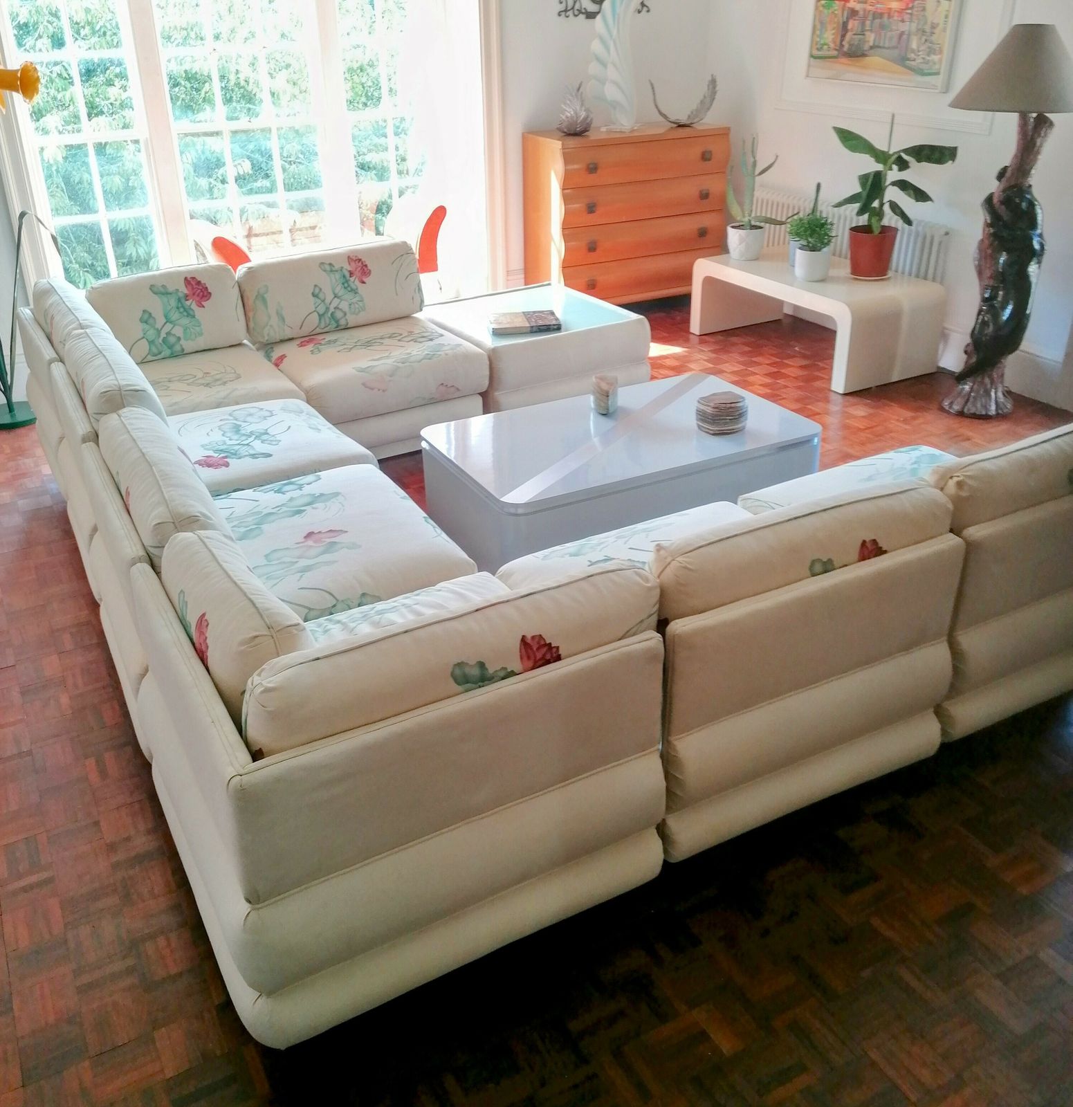 photo for sale Spectacular Vintage Post Modern 1980s American Modular / Sectional Bullnose Sofa, By Bernhardt Flair