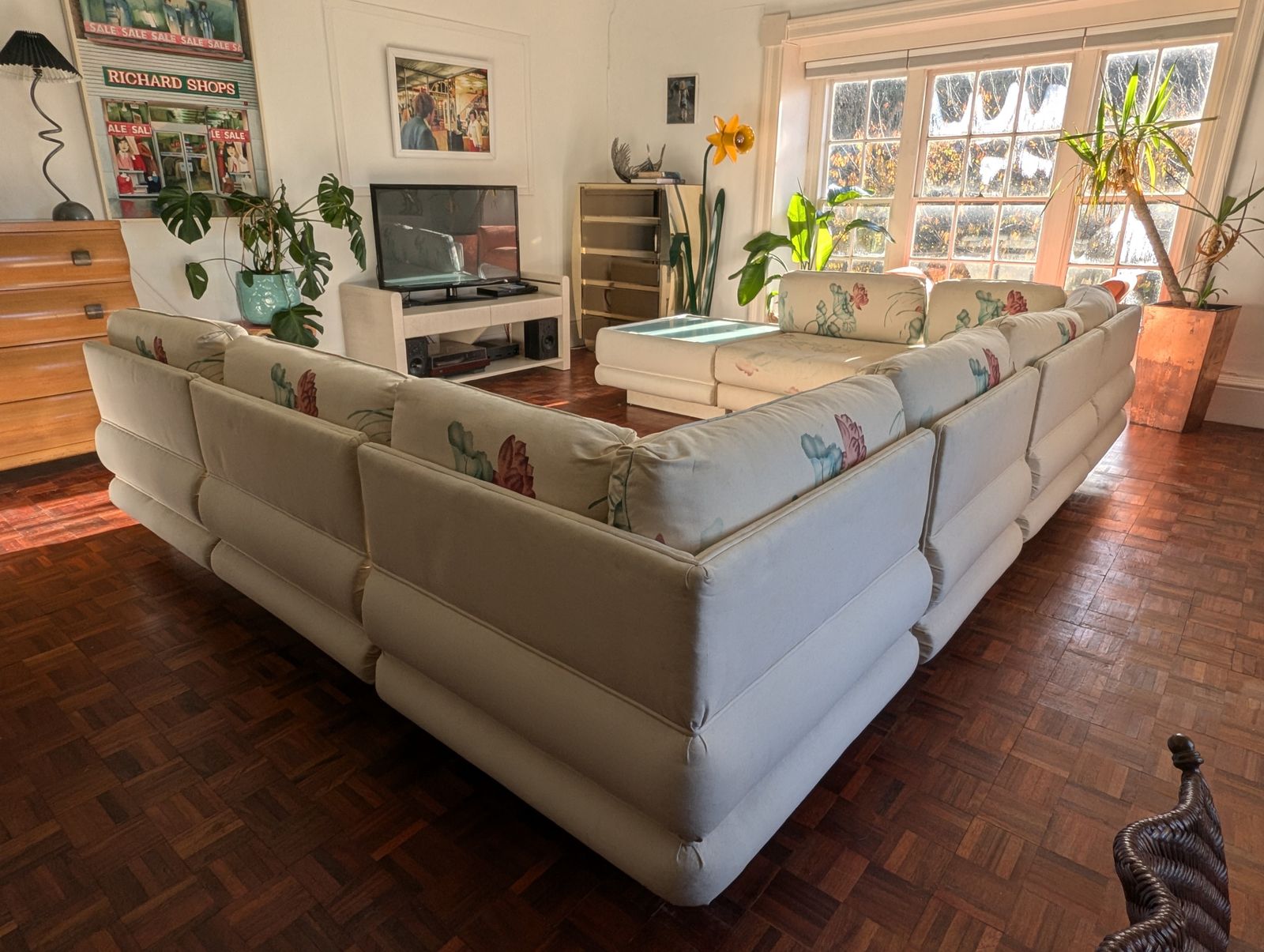 photo buy Spectacular Vintage Post Modern 1980s American Modular / Sectional Bullnose Sofa, By Bernhardt Flair