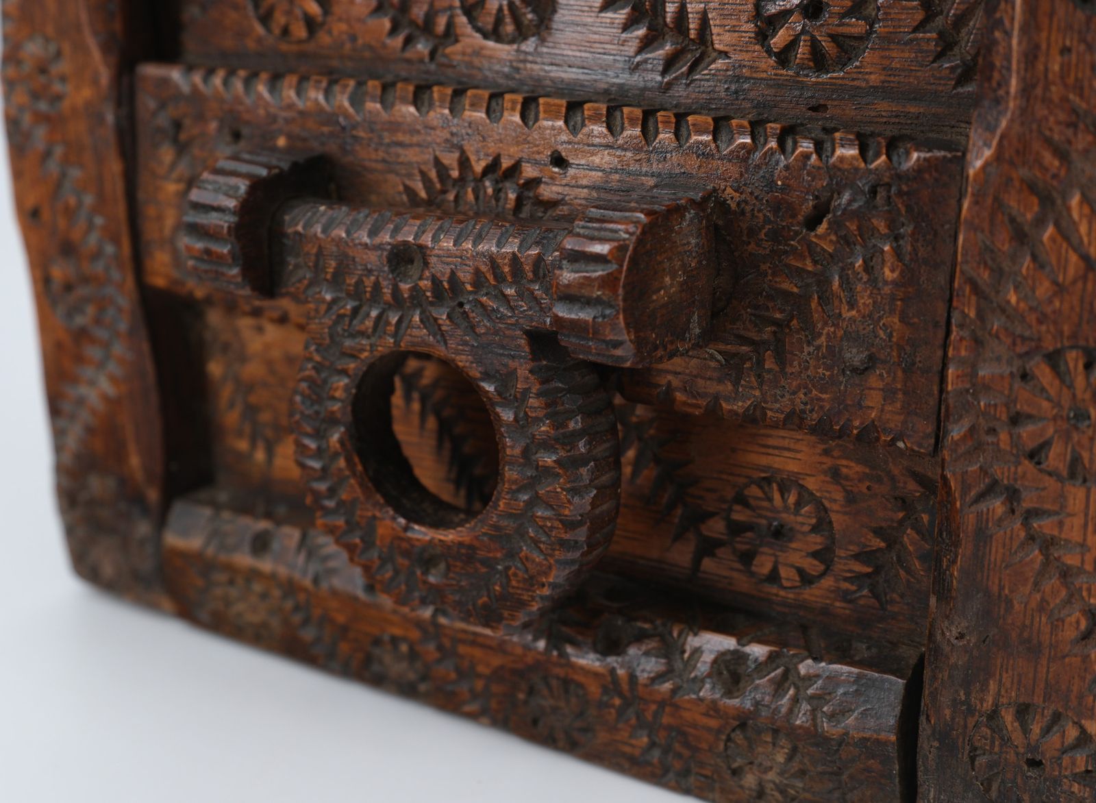 19th Century Scandinavian Folk Art Carved Oak Table Top Chest photo buy