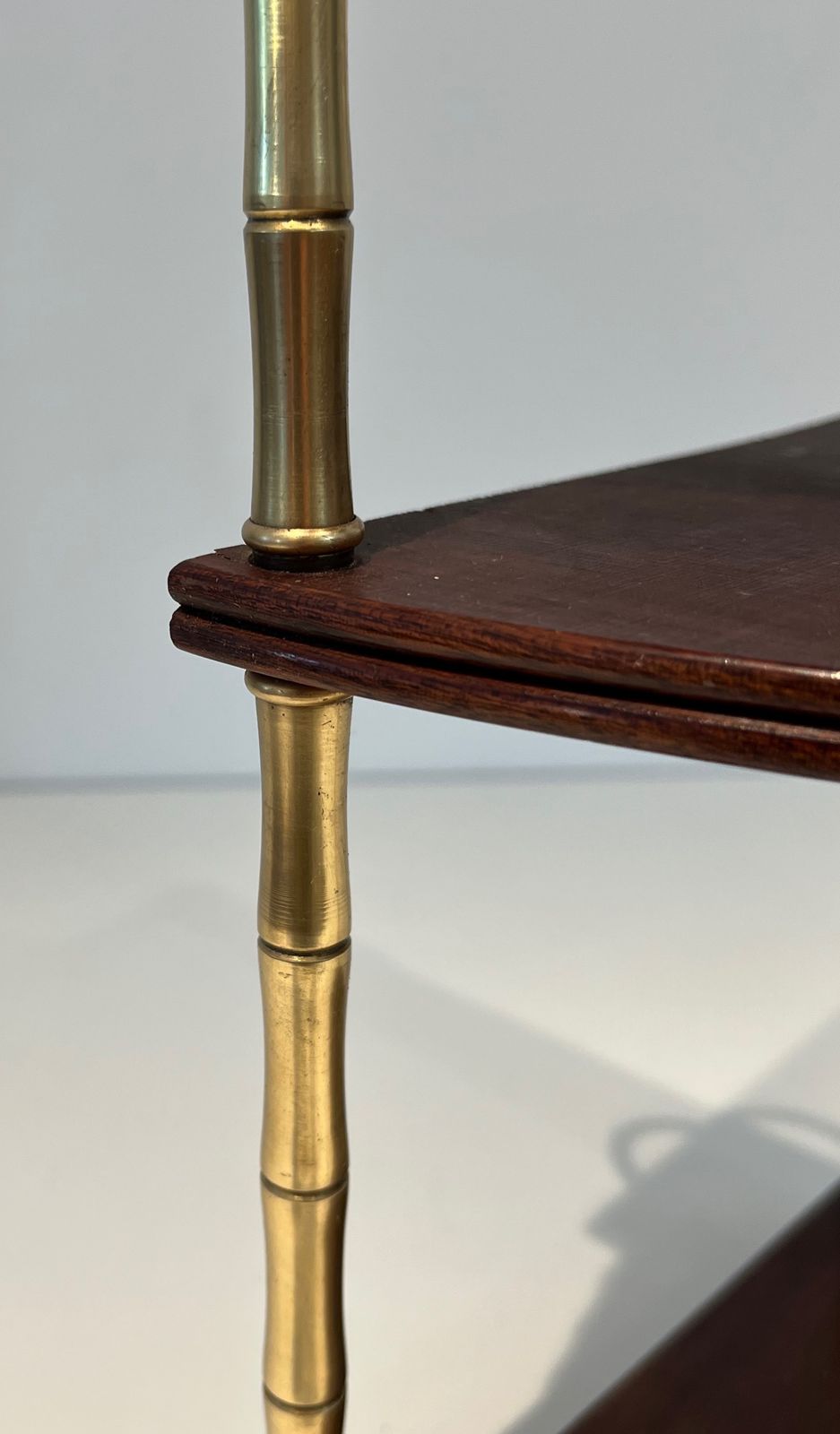 Corner Shelf In Faux Bamboo And Mahogany Brass In The Style Of Maison Baguès photo vinterior