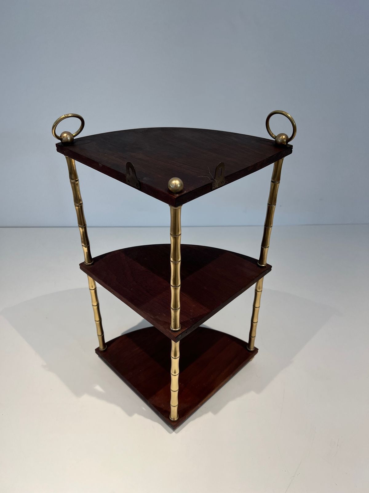 photo vinterior Corner Shelf In Faux Bamboo And Mahogany Brass In The Style Of Maison Baguès