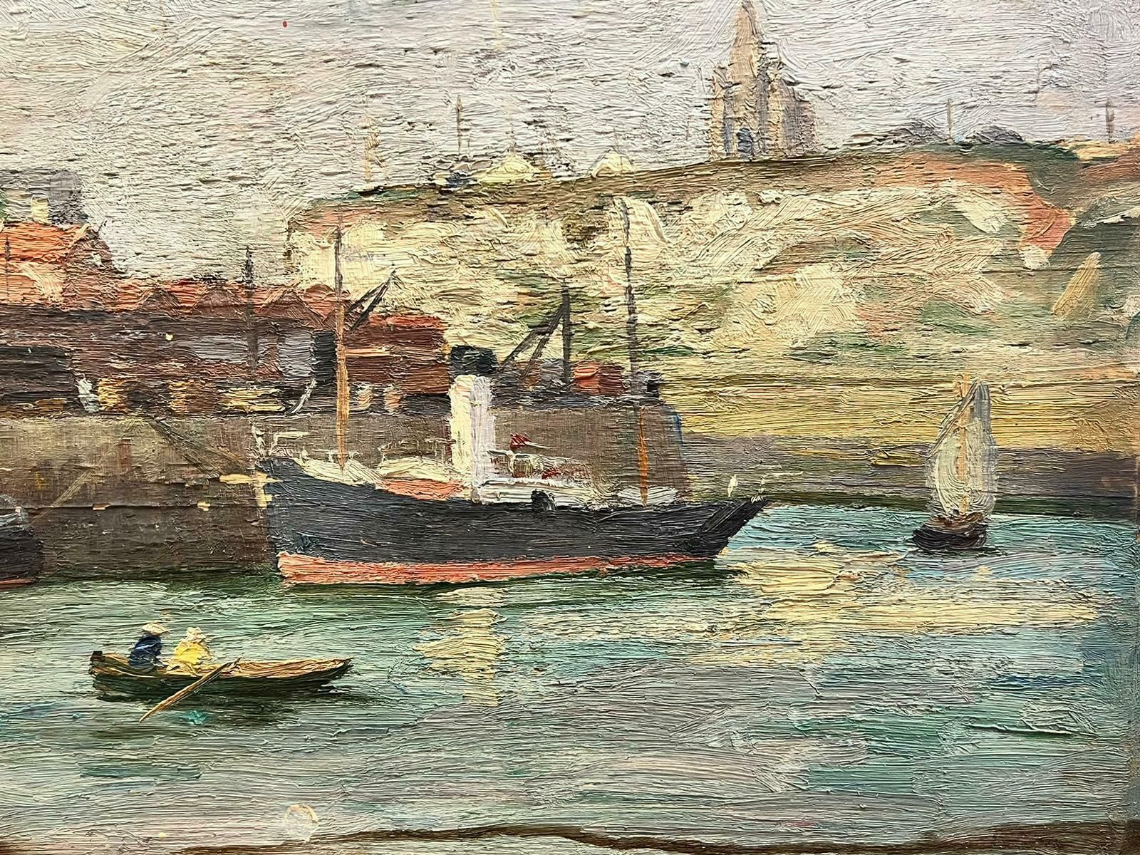Suzanne Crochet1930's French Post Impressionist Oil Painting Boats In Harbourc. 1930's photo Art