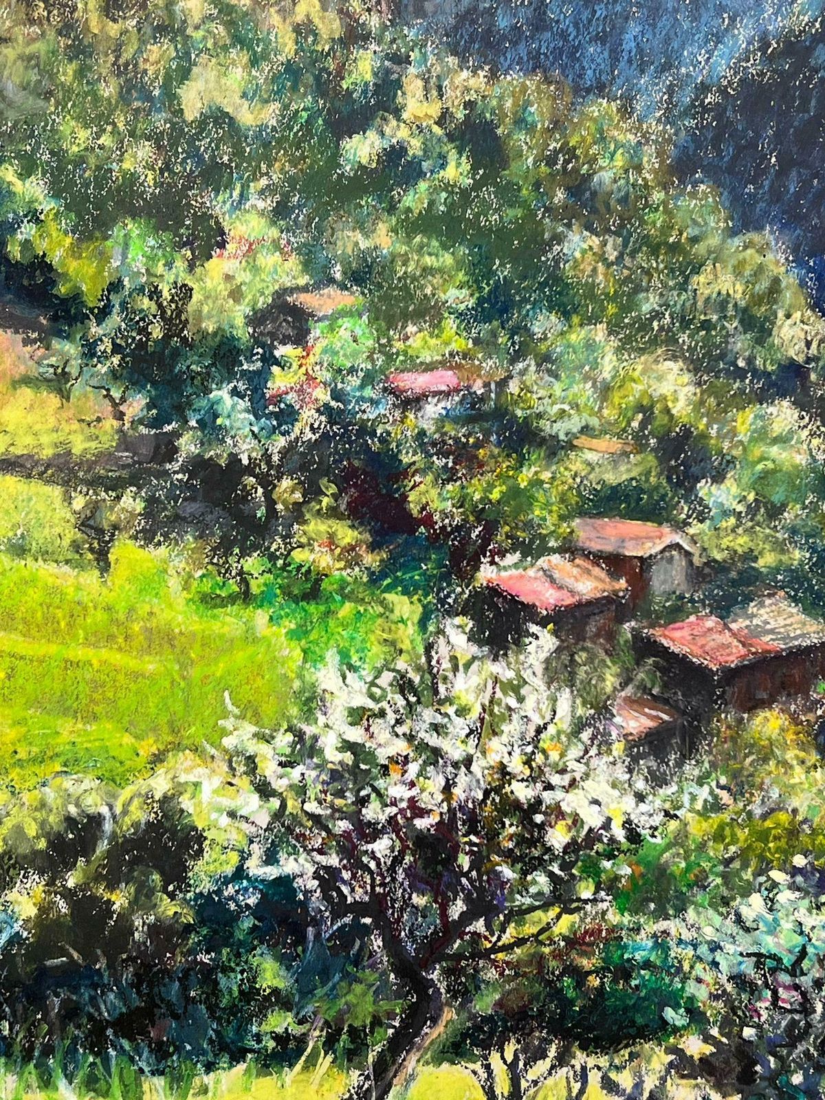Josine Vignonlarge 1970's French Impressionist Pastel The Lake Of Castillon Provence1977 photo vinterior