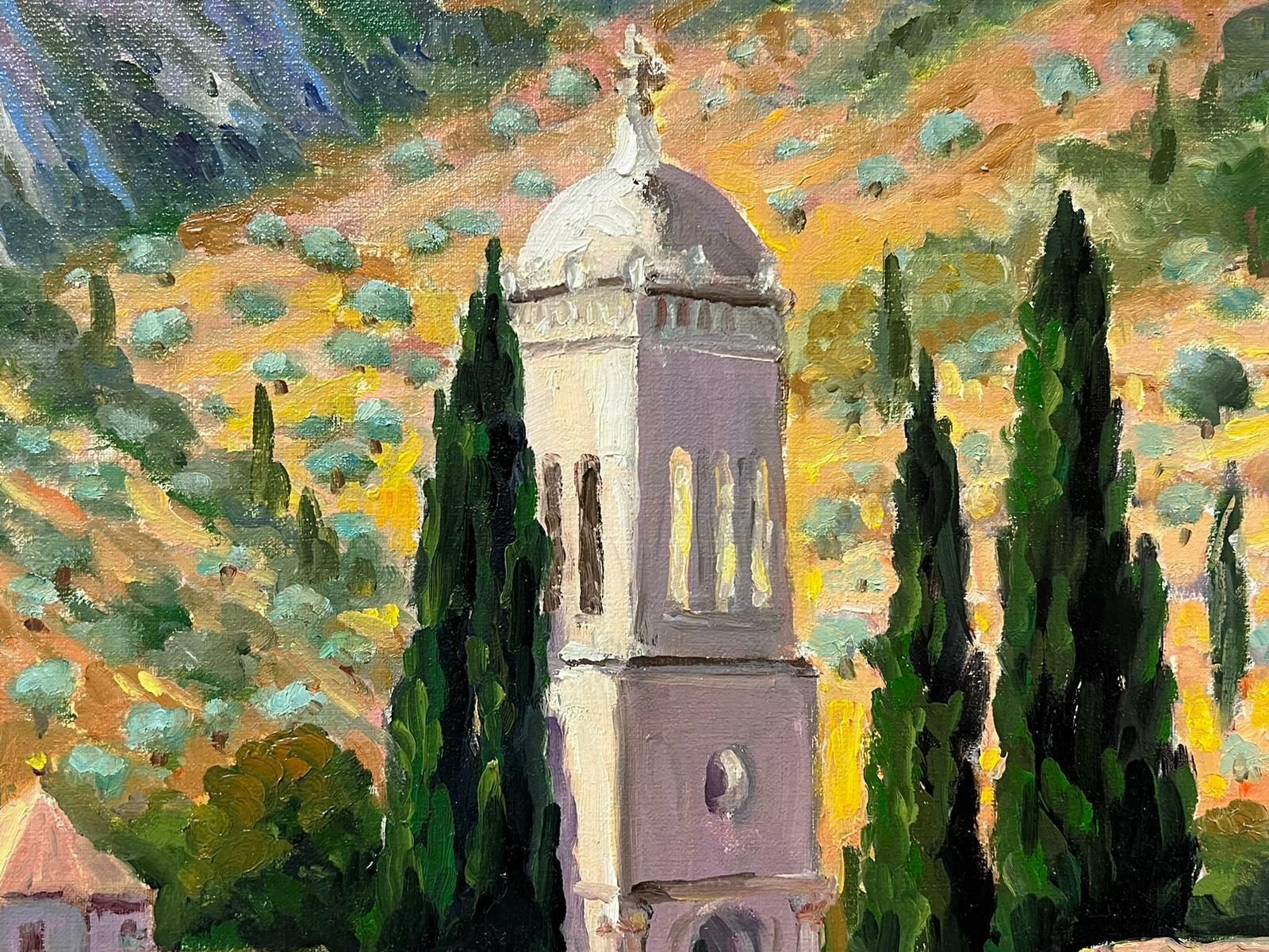 Georges Bordonovecontemporary French Impressionist Oil Cypress Trees Provence Village Landscape photo 873.0