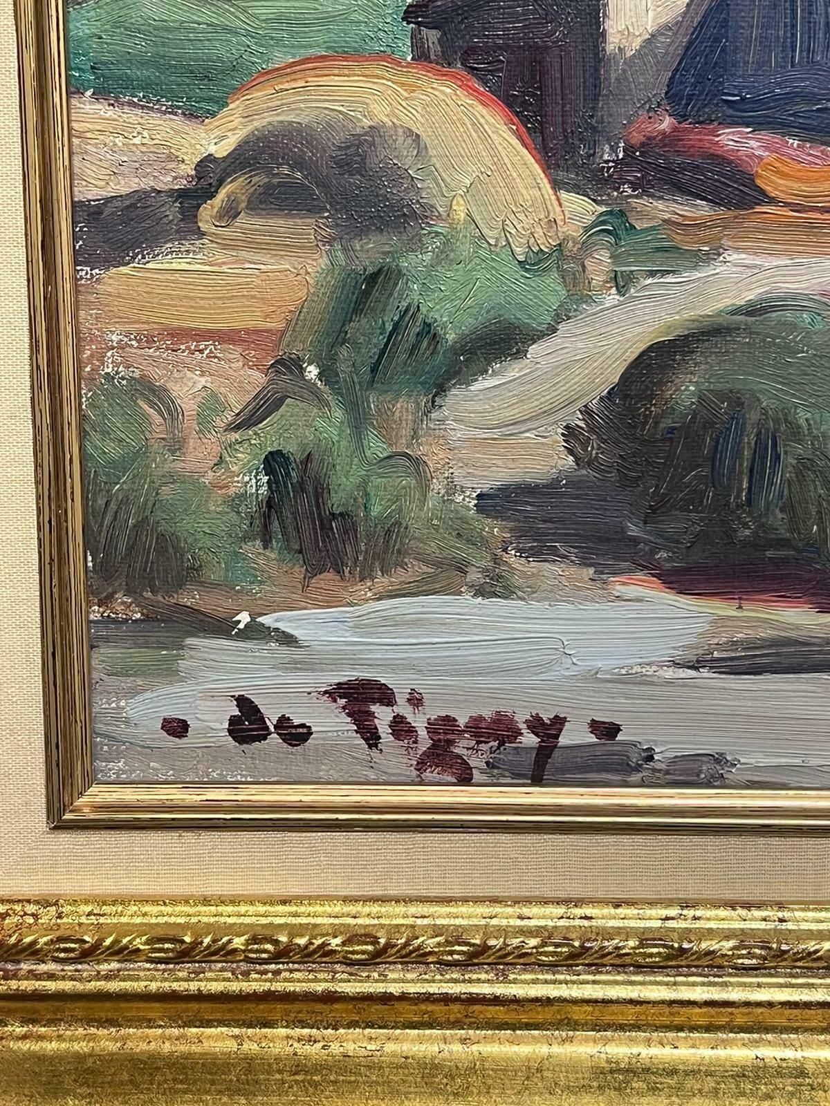 French Schoolmid 20th Century French Post Impressionist Signed Oil St. Remy De Provence House photo for sale