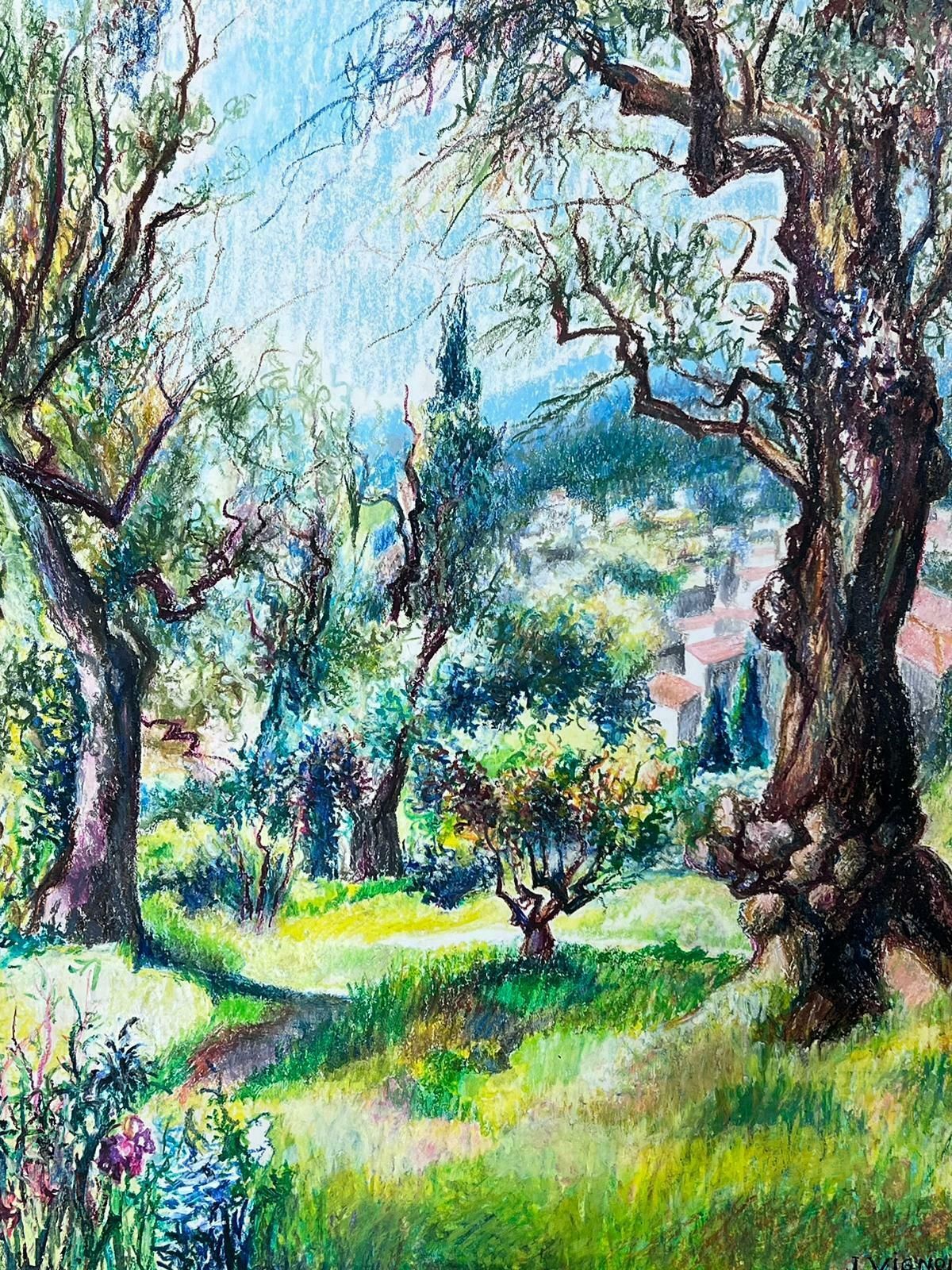 Josine Vignon1950s French Post Impressionist Bright Pastel Summer Woodland Painting Provence1950s photo 718.0