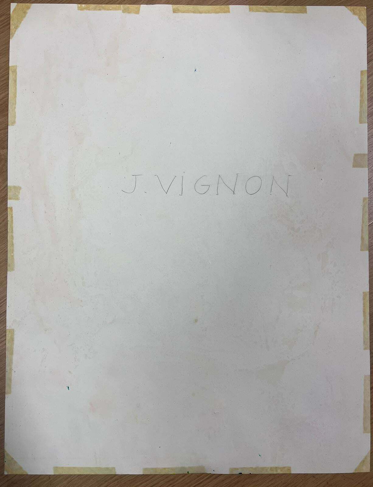 photo for sale Josine Vignon1950s French Post Impressionist Bright Pastel Summer Woodland Painting Provence1950s
