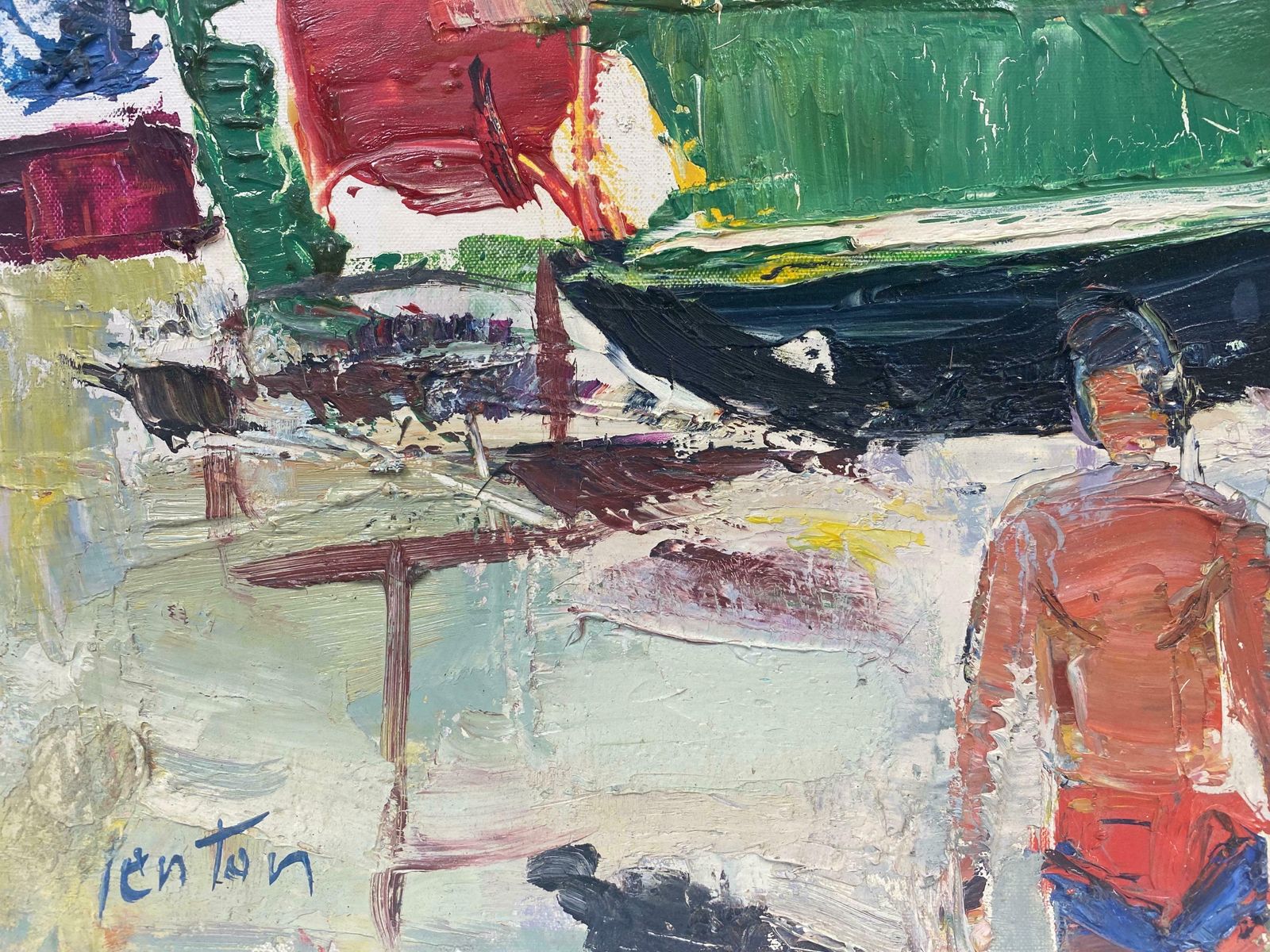 photo for sale édouard Righetti (1924 2001)menton French Riviera Sunny Harbour French Mid Century Post Impressionist Oil1950's