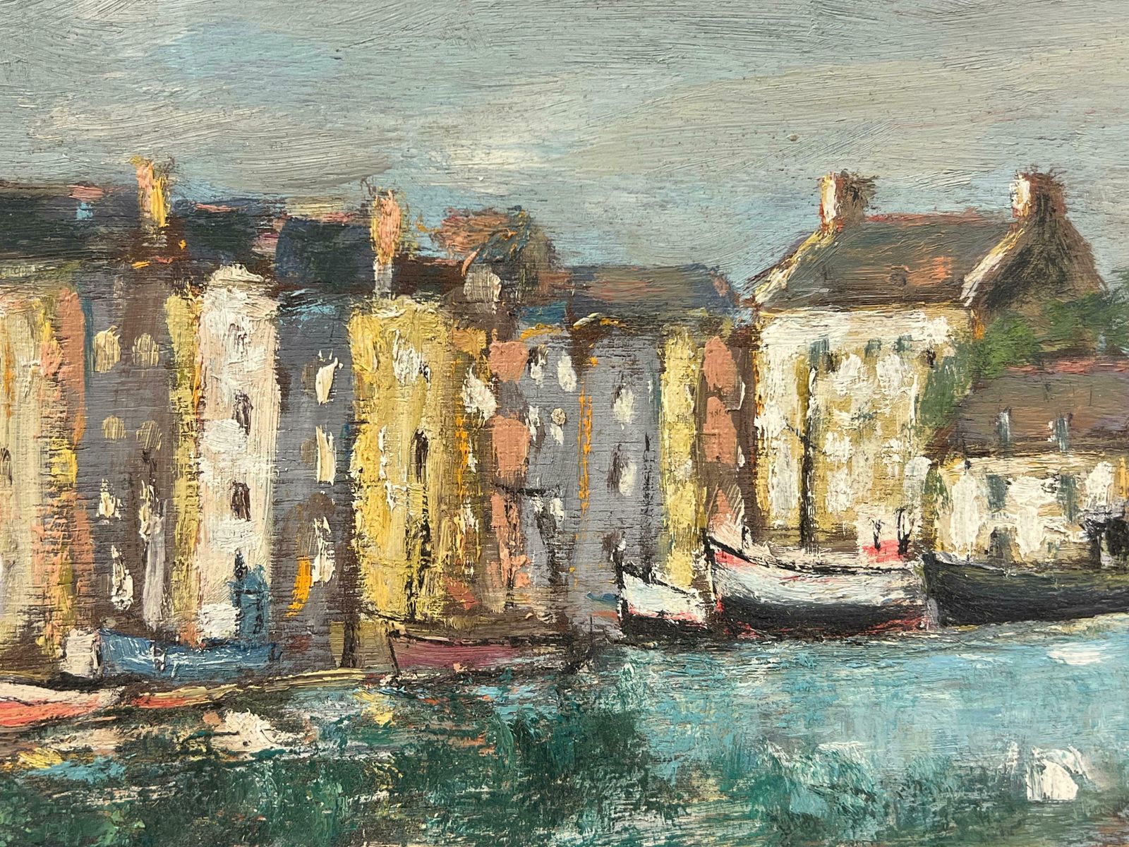Fanch Lelquiet Charming Harbor Village At Dusk Impressionist Coastal Scene20th Century photo Art