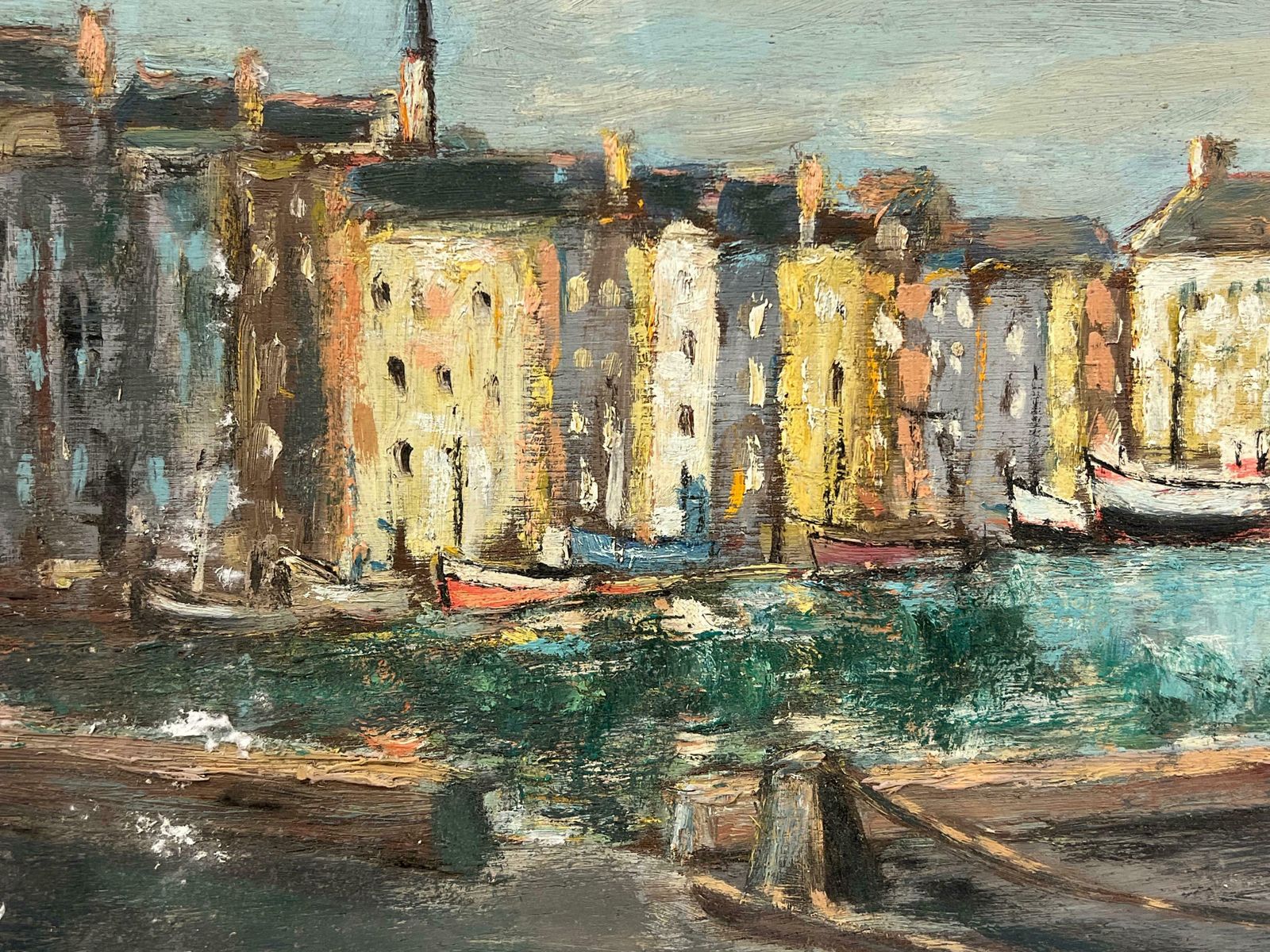 Fanch Lelquiet Charming Harbor Village At Dusk Impressionist Coastal Scene20th Century photo 769.0