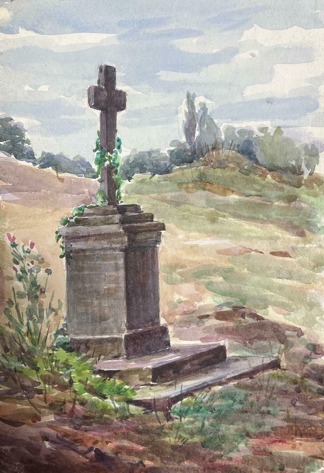 Louise Alixcross Statue Monument 1930's French Watercolour Landscape1940's