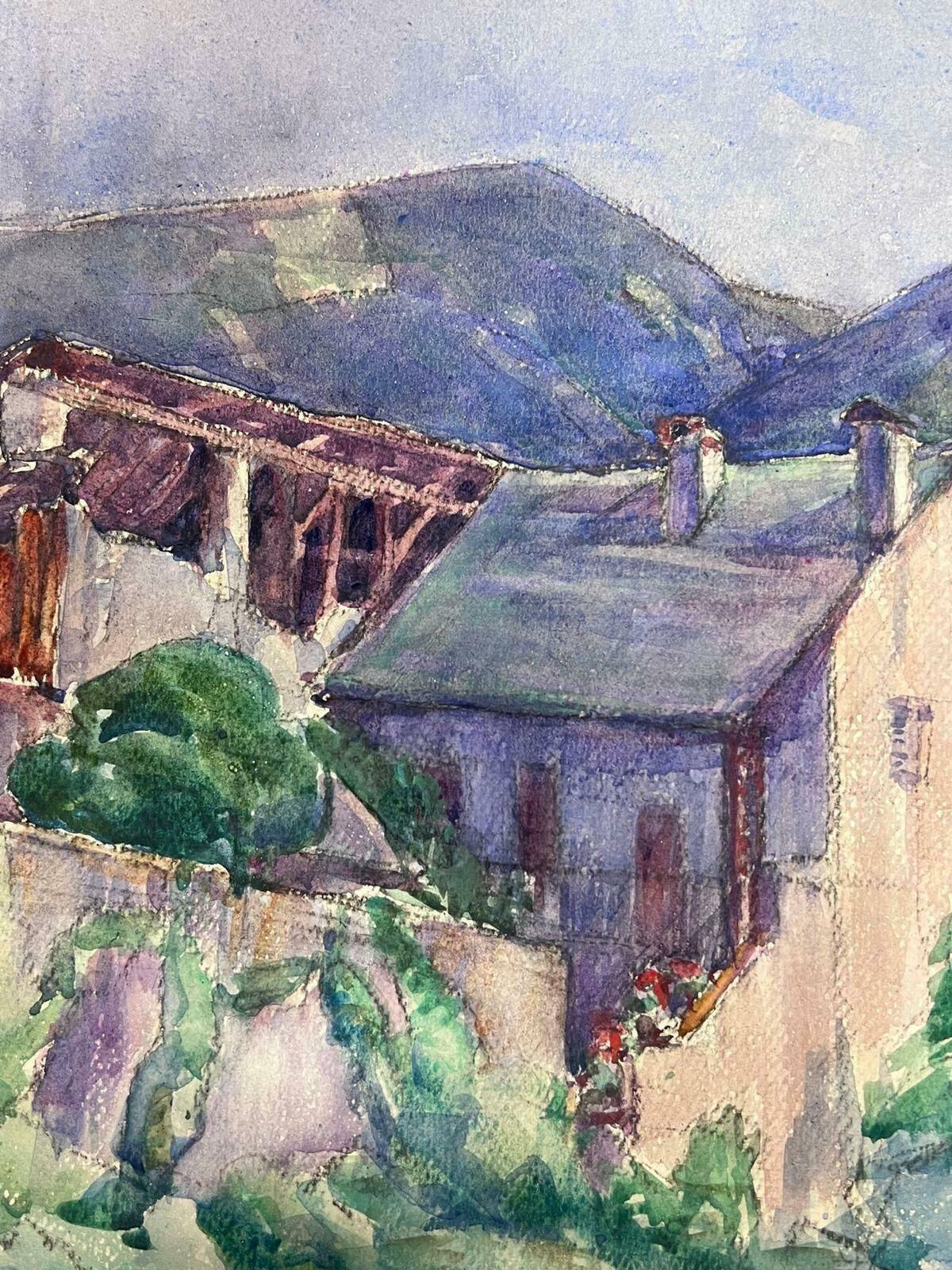Louise Alixhouses In The Mountains 1930's French Impressionist Watercolour  1940's photo Art