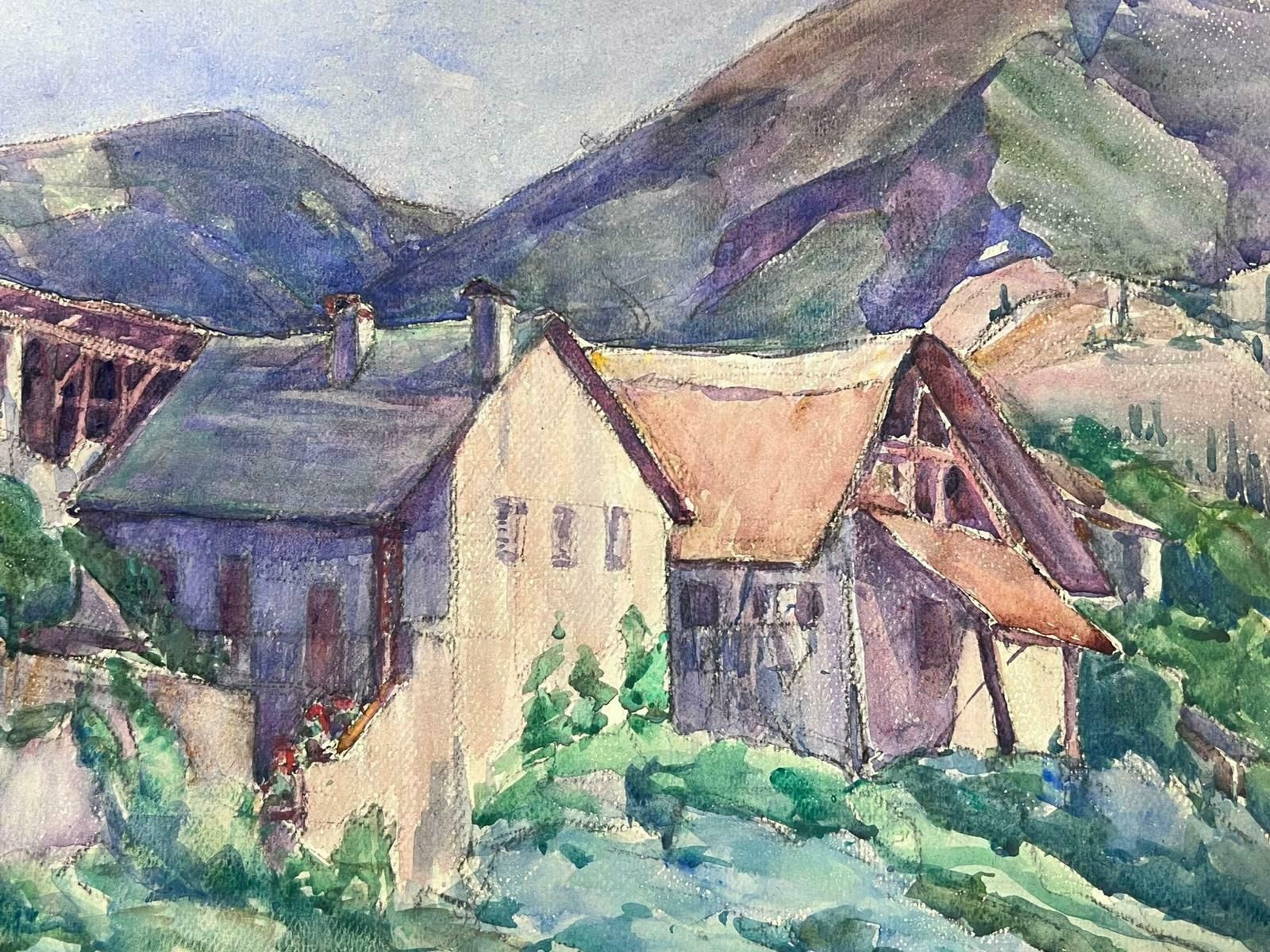 Louise Alixhouses In The Mountains 1930's French Impressionist Watercolour  1940's photo 610.0