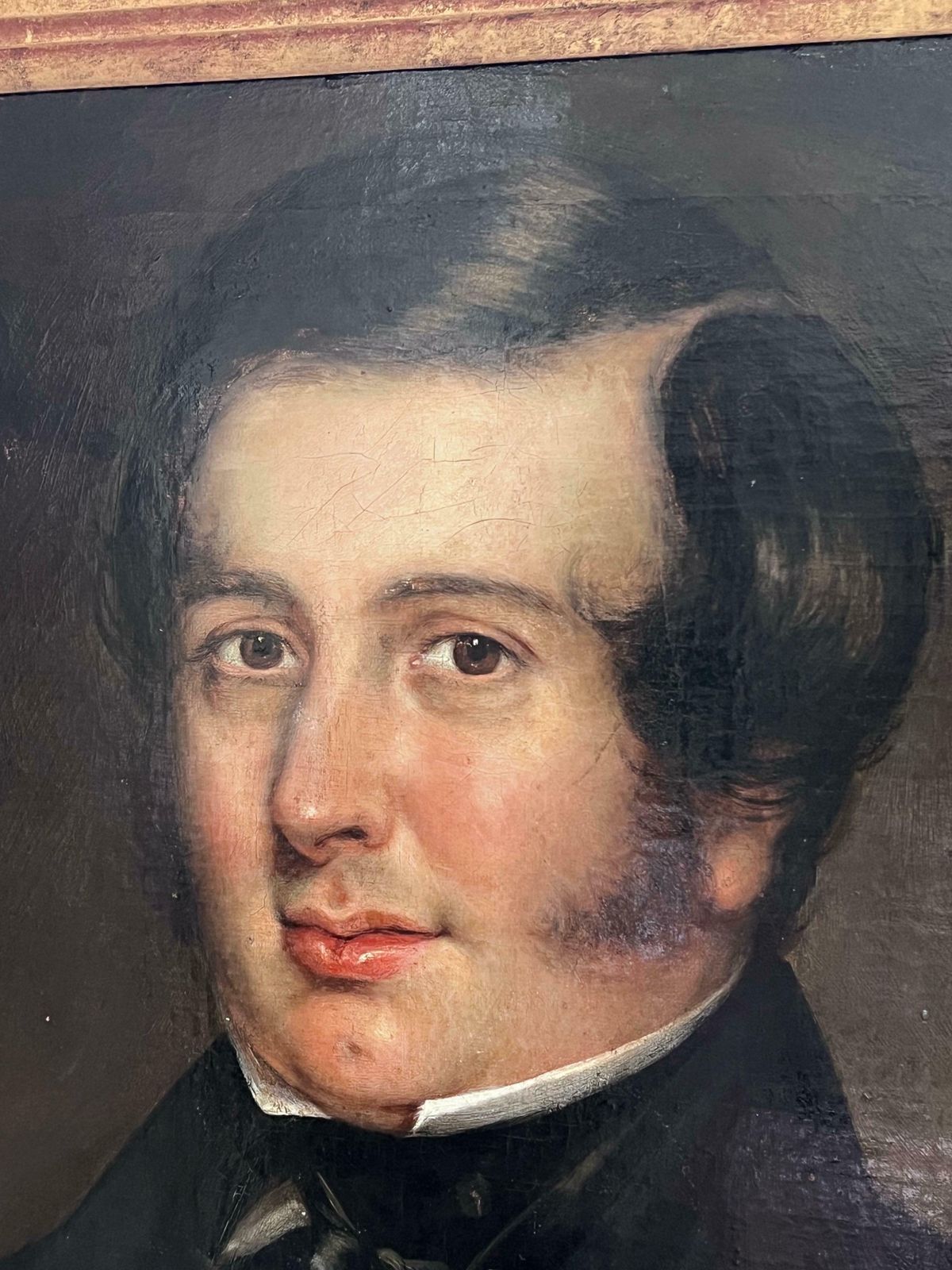 Early Victorian Englishvery Large 1840s English Portrait Of A Country Gentleman Holding Times Newspaper photo for sale