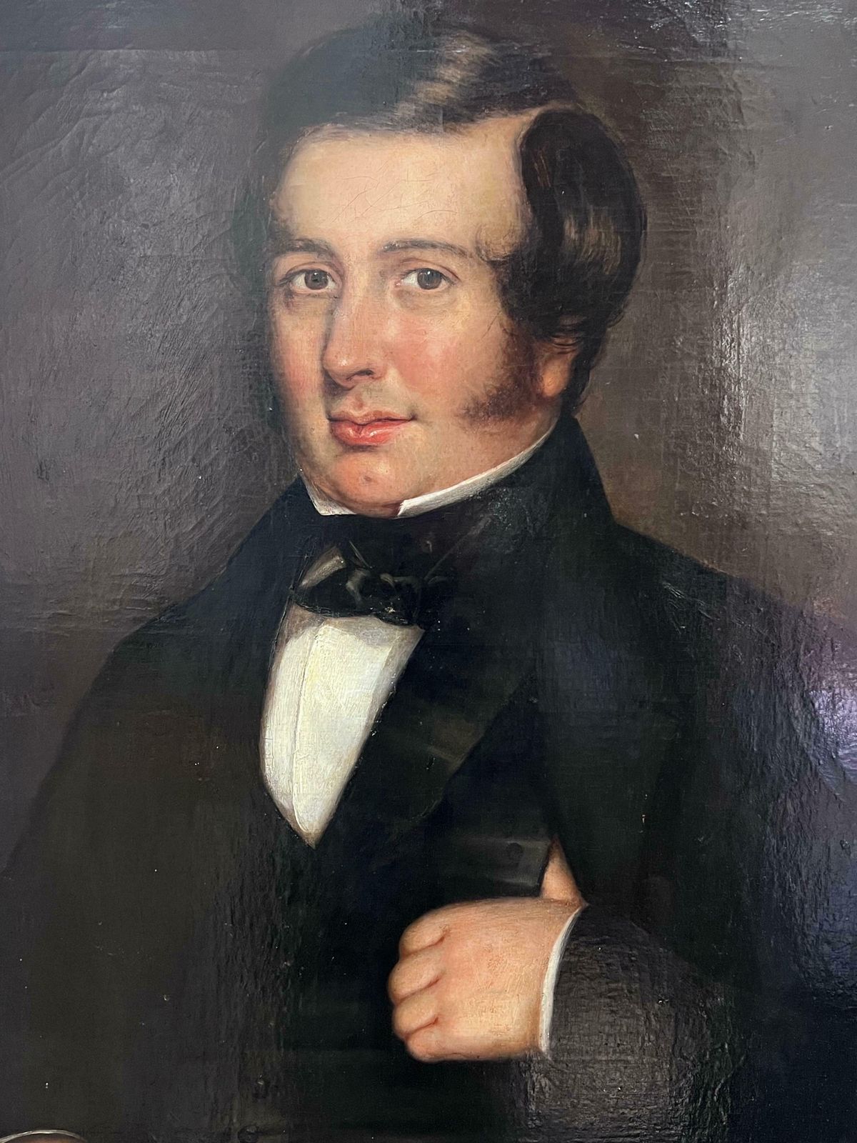 Early Victorian Englishvery Large 1840s English Portrait Of A Country Gentleman Holding Times Newspaper photo vinterior
