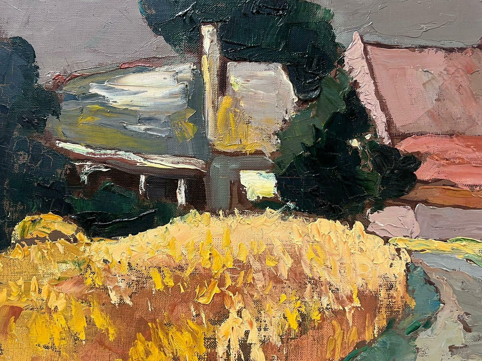 Georges Bordonovecontemporary French Impressionist Oil Church At The End Of The Corn Fields photo furniture