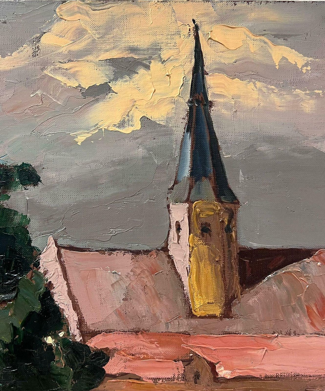 Georges Bordonovecontemporary French Impressionist Oil Church At The End Of The Corn Fields photo 822.0