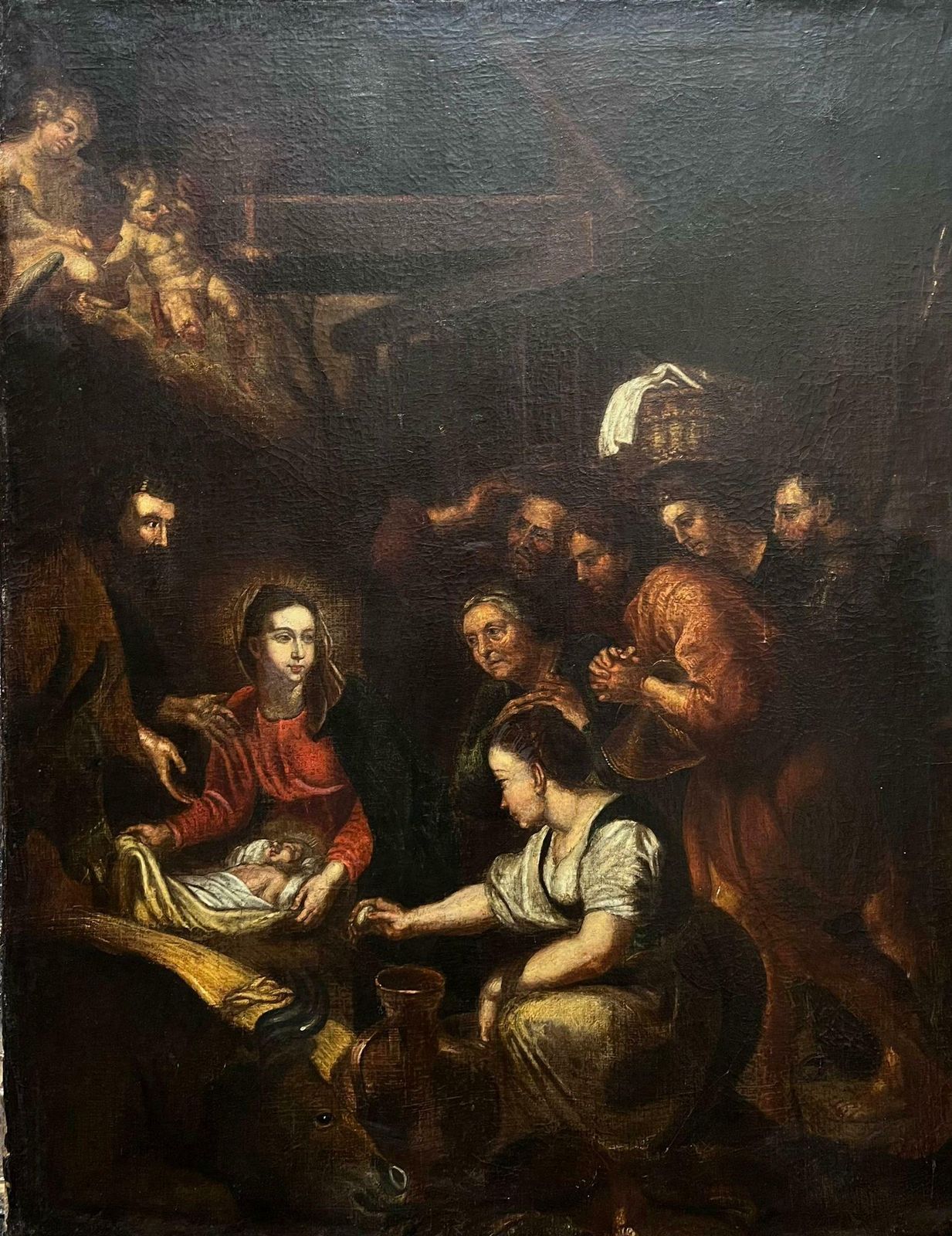 18th Dutch Old Mastervery Large 1700's Dutch Old Master Oil Painting The Nativity Scene