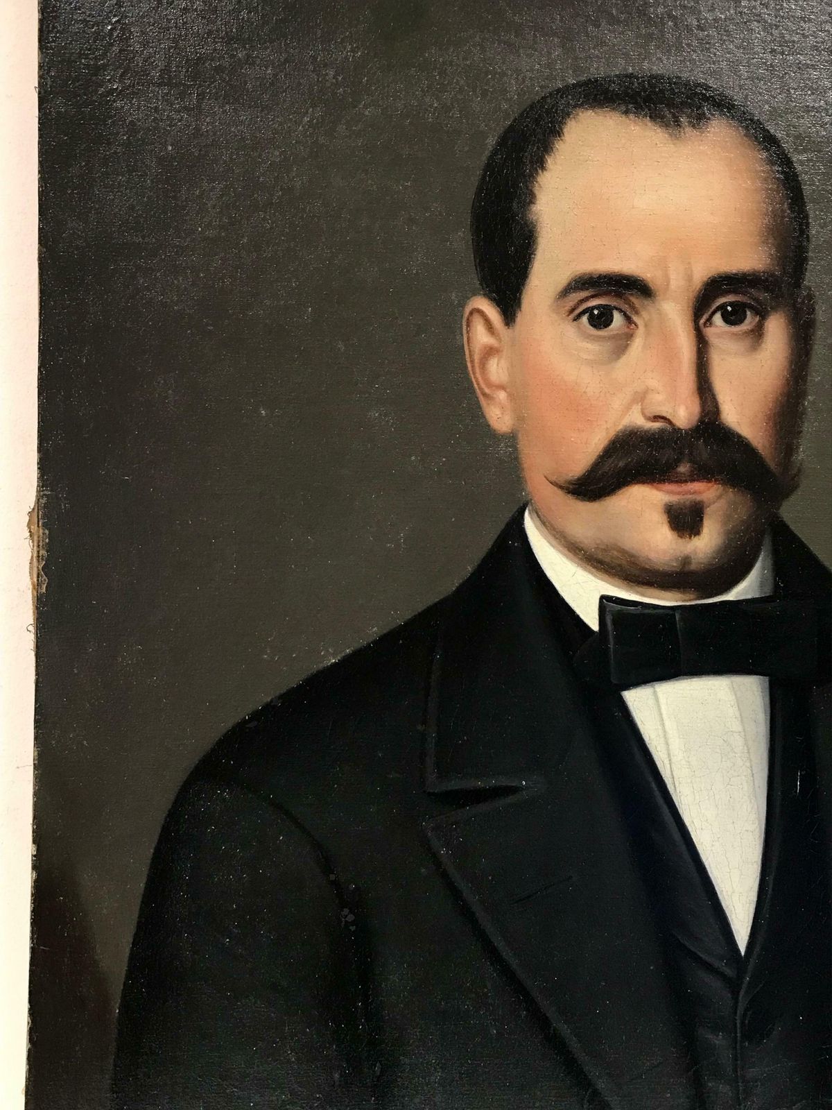 French 19thcfine 19th Century Portrait Of A French Man With Moustache, Large Painting photo 1334.0