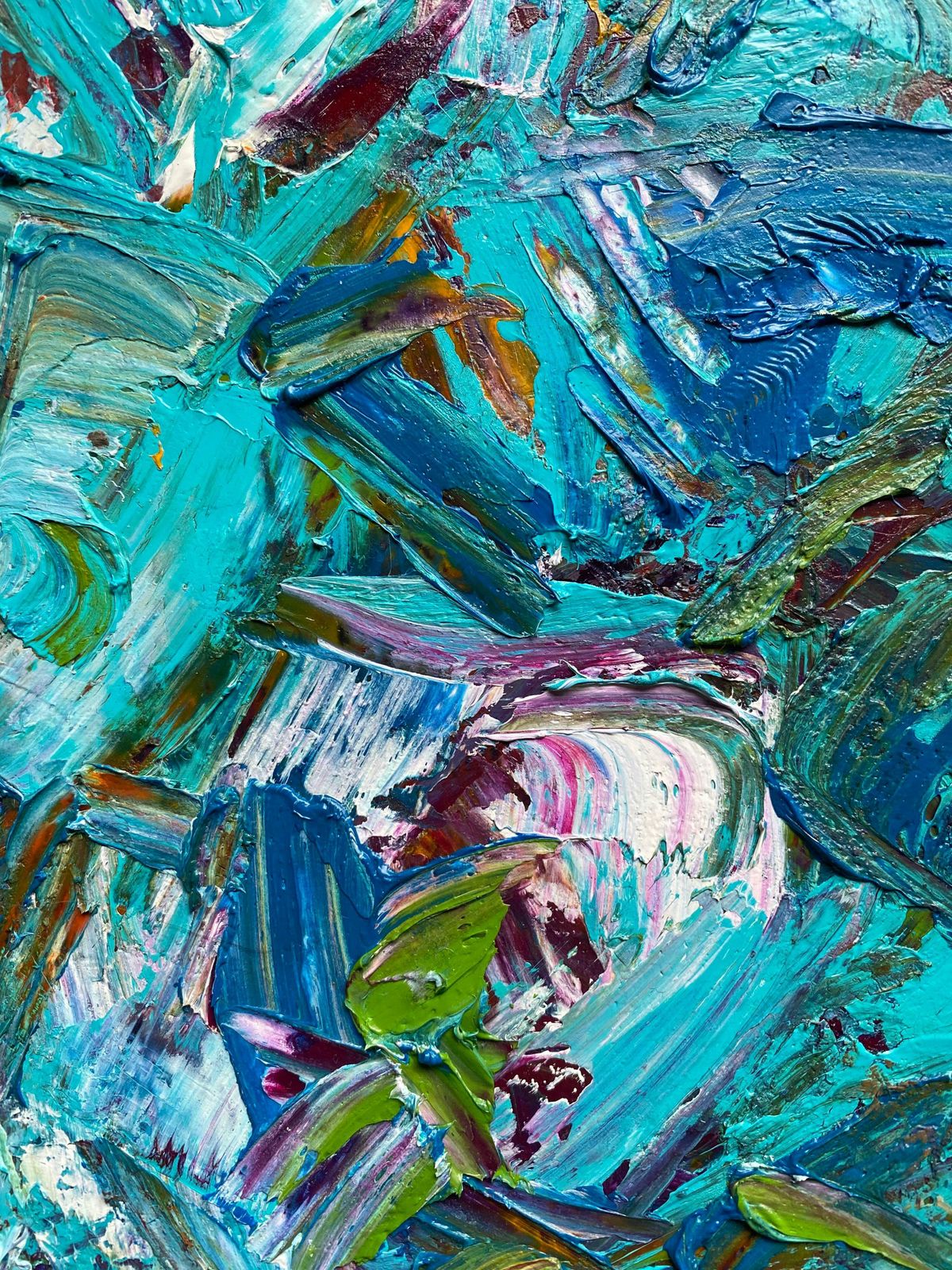 Sally Bradshawsally Bradshaw (B.1962) Contemporary Abstract British Painting   Blue  & Greenc.2020 photo Art
