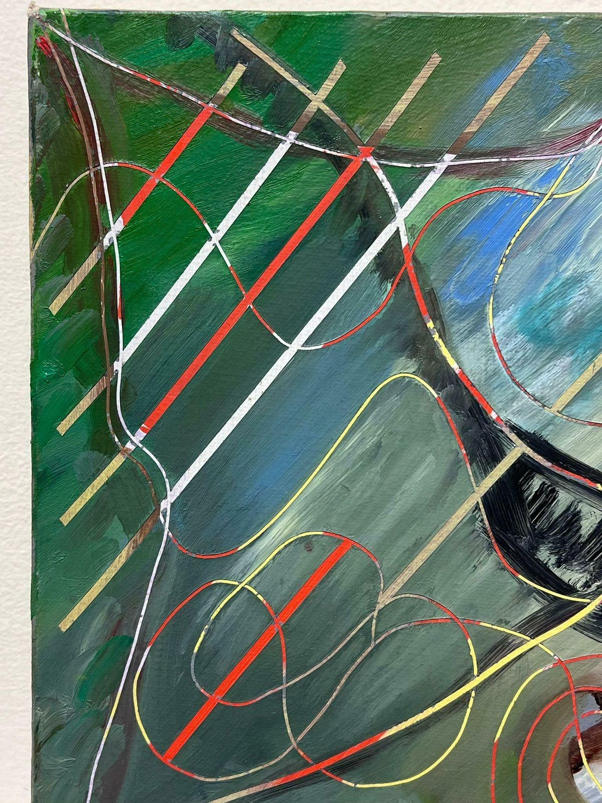 Gilbert Pelissieroriginal 20th Century French Abstract Painting Twirling Shapes 1985 photo Art