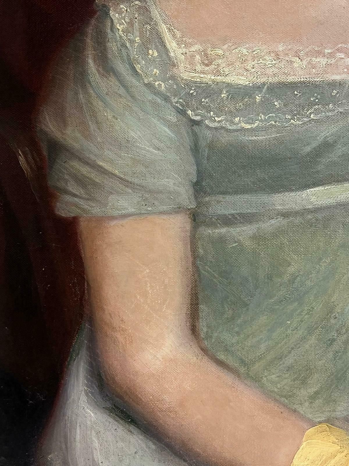 English Georgianfine 1820's English Georgian Large Portrait Of A Country Lady Seated With Quill 1820's photo furniture