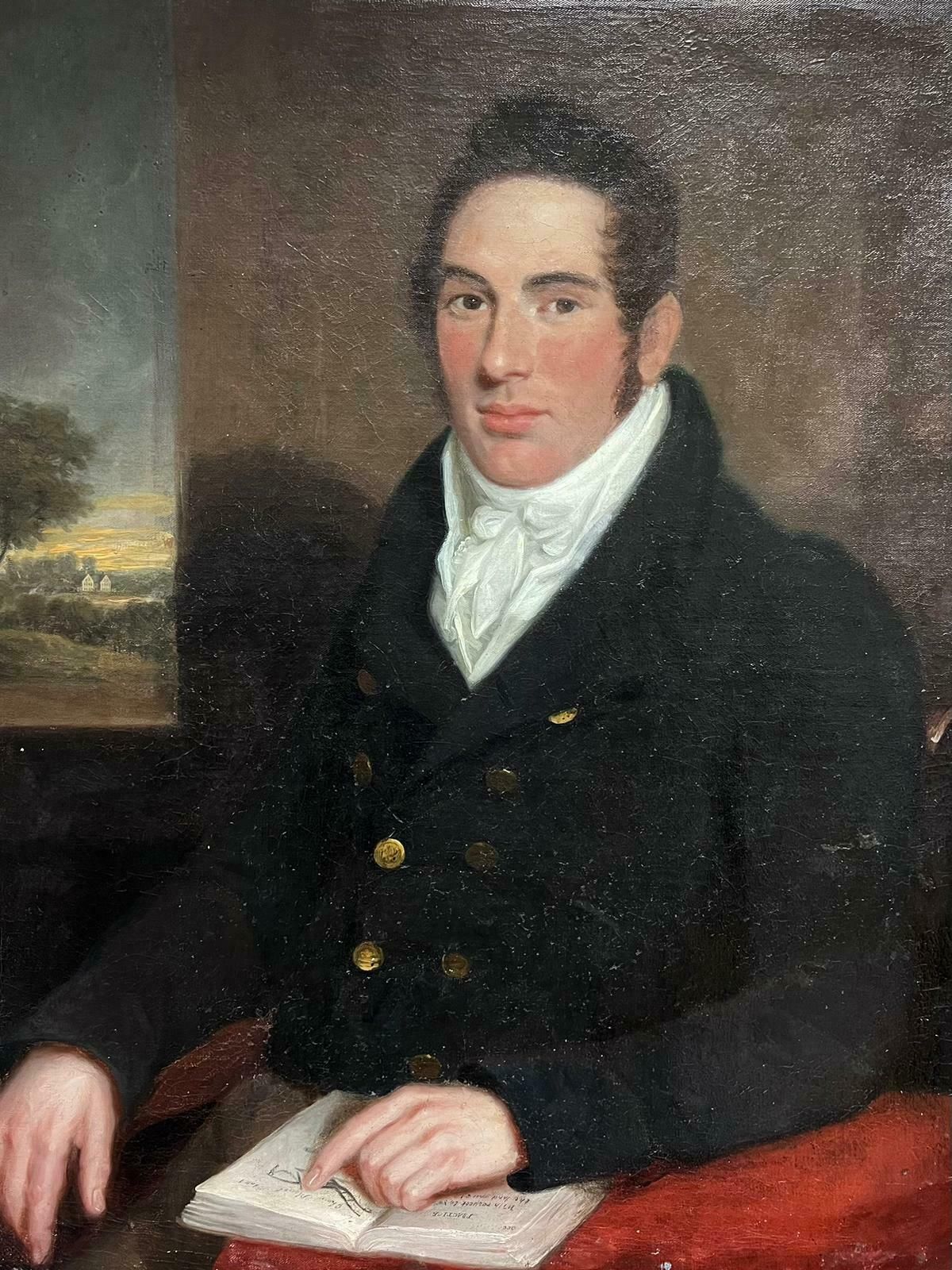 English Georgianfine Large 1800's English Oil Country Gentleman In Parkland Before Stately Home1820's photo furniture
