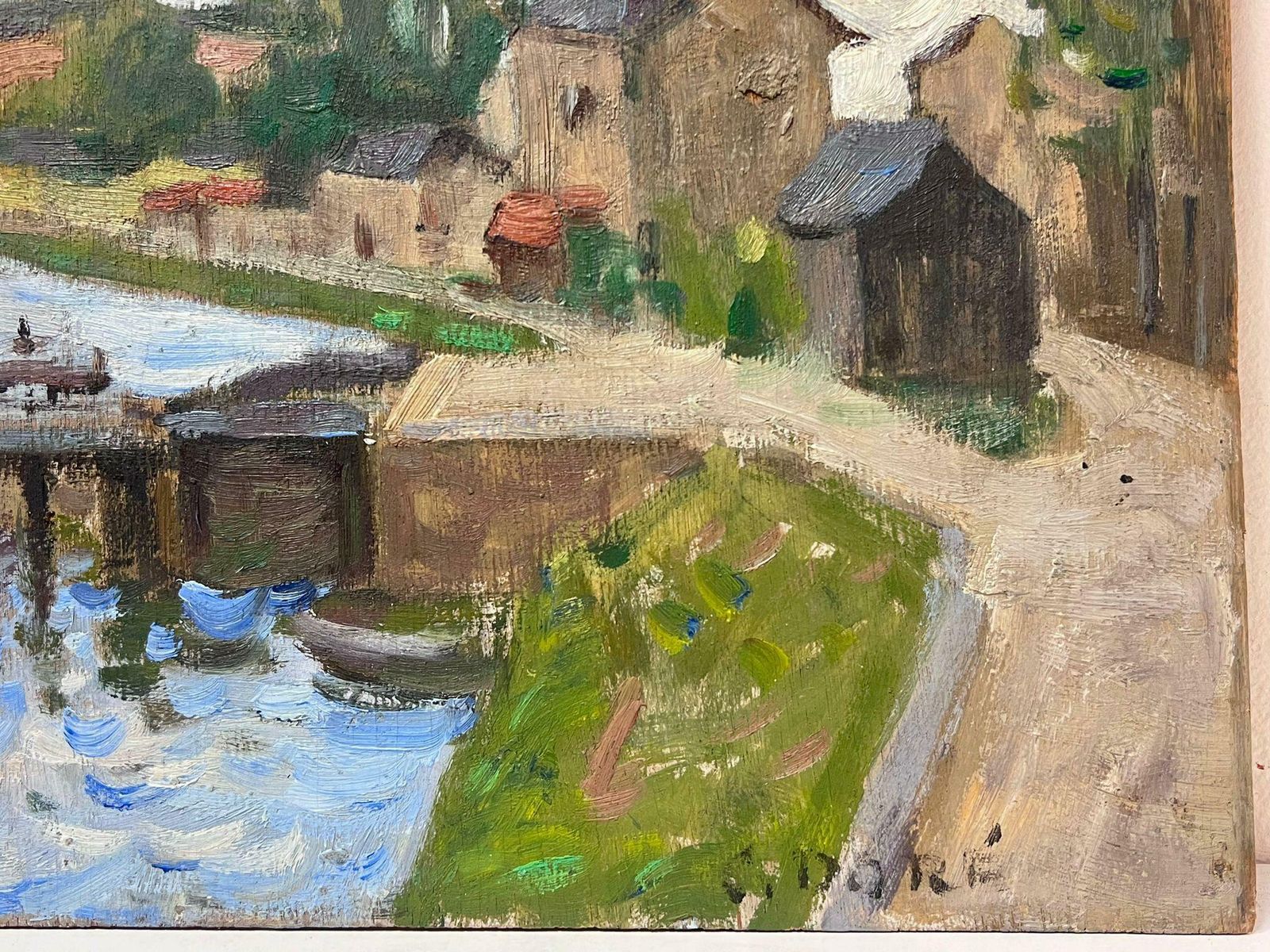 Constant Doreoriginal French Pont Aven School Oil Painting Tranquil River Oise Landscape C. 1930's photo for sale
