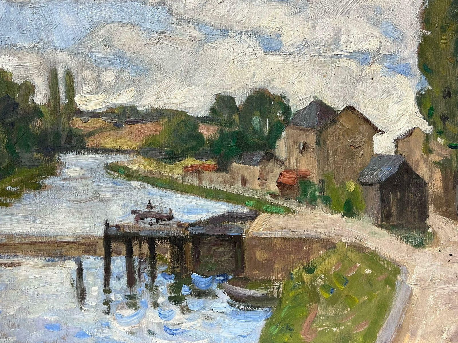 Constant Doreoriginal French Pont Aven School Oil Painting Tranquil River Oise Landscape C. 1930's photo Art