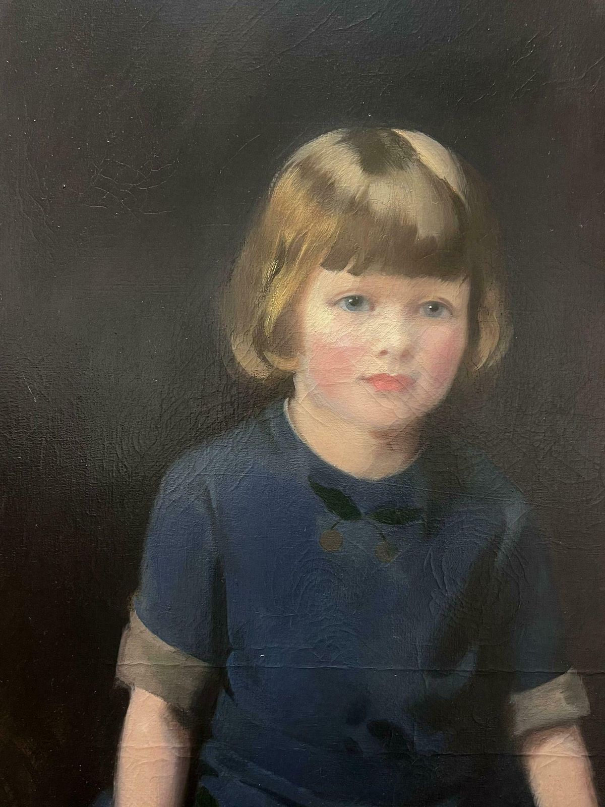 John Young Hunterhuge 1920's British Portrait Of Young Girl In Interior Signed & Dated Oil Paint1920 photo for sale
