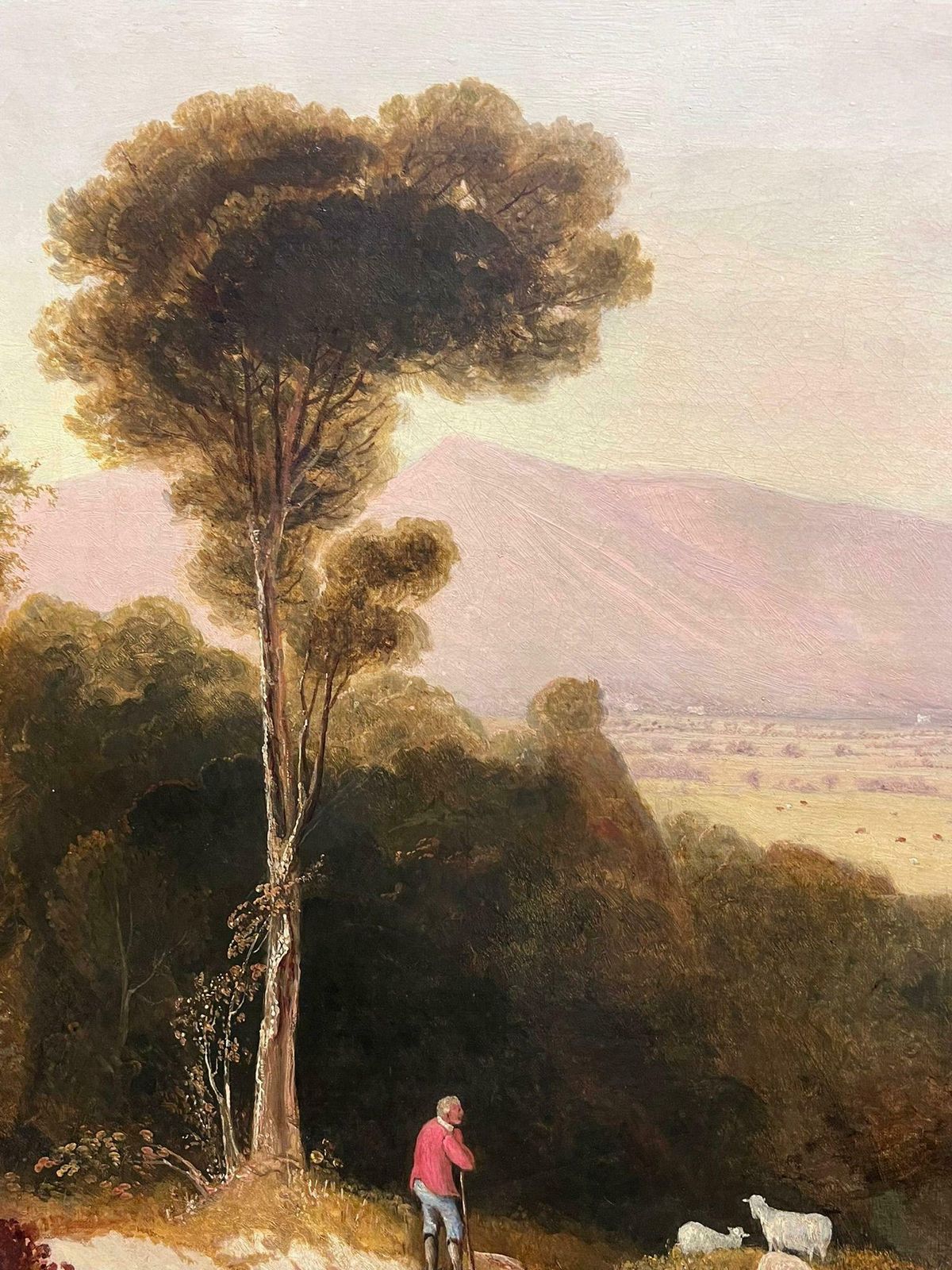 Very Large Early 19th Century Landscape Oil Painting Figures Far Reaching Views photo furniture