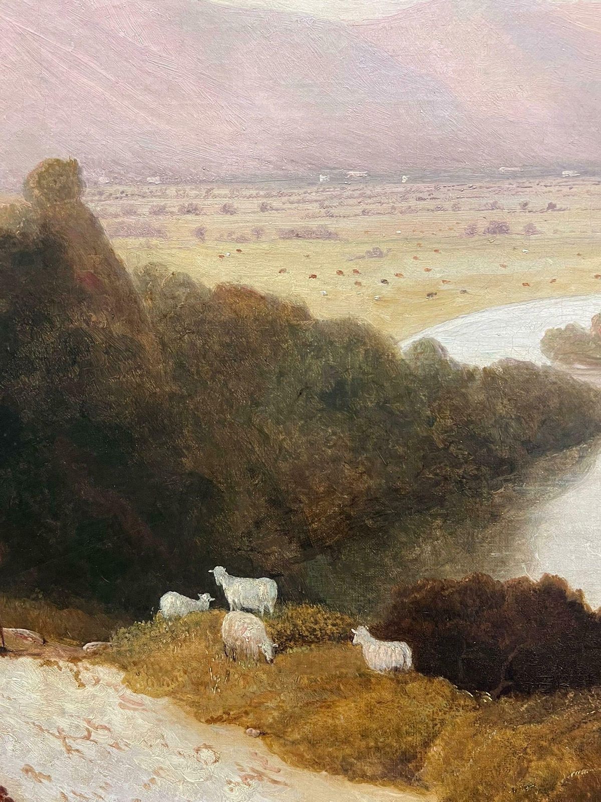 Very Large Early 19th Century Landscape Oil Painting Figures Far Reaching Views photo 2462.0